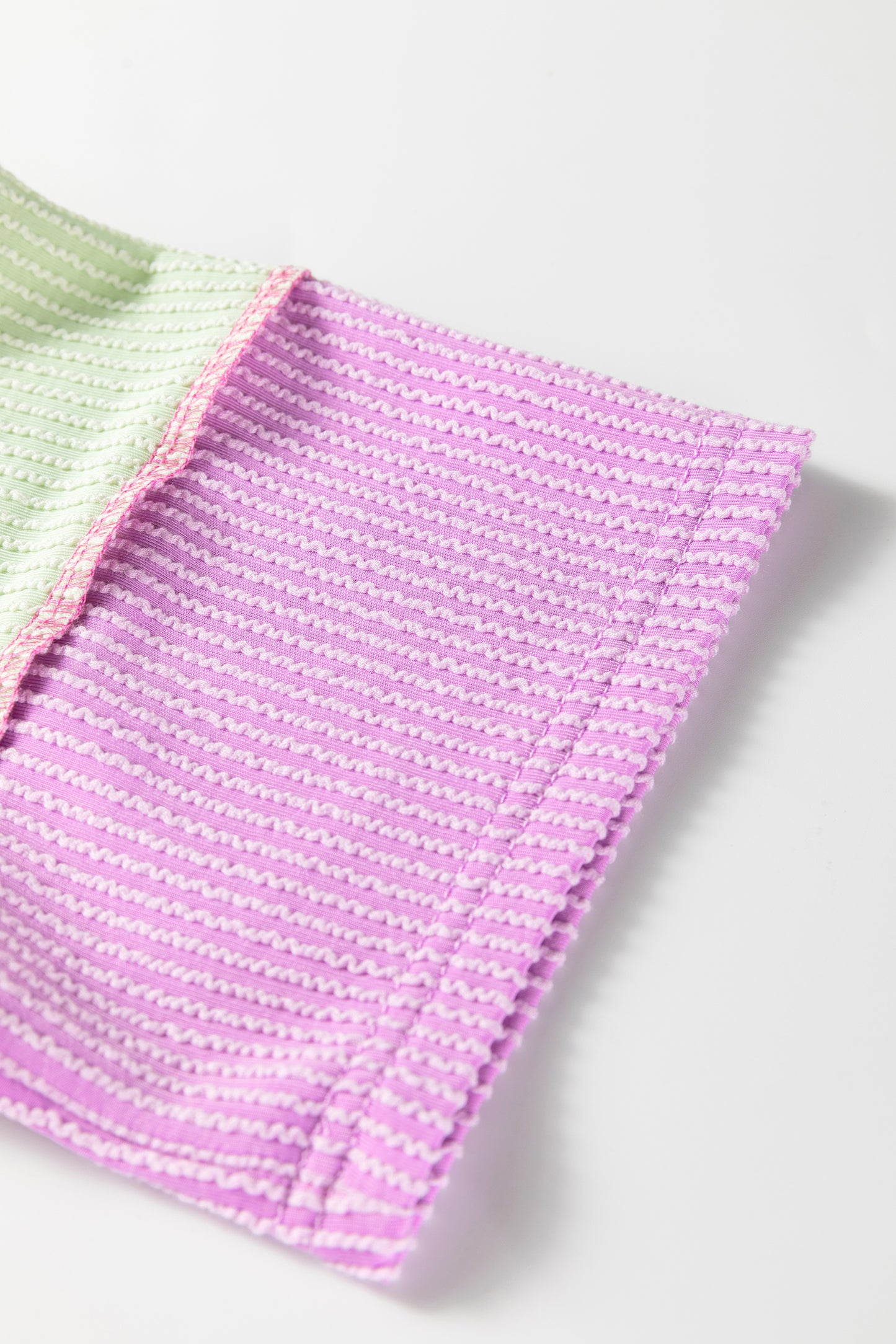 Bright Pink Twisted Ribbed Color Block Patchwork Henley Short Sleeve T Shirt-Tops/Tops & Tees-[Adult]-[Female]-2022 Online Blue Zone Planet