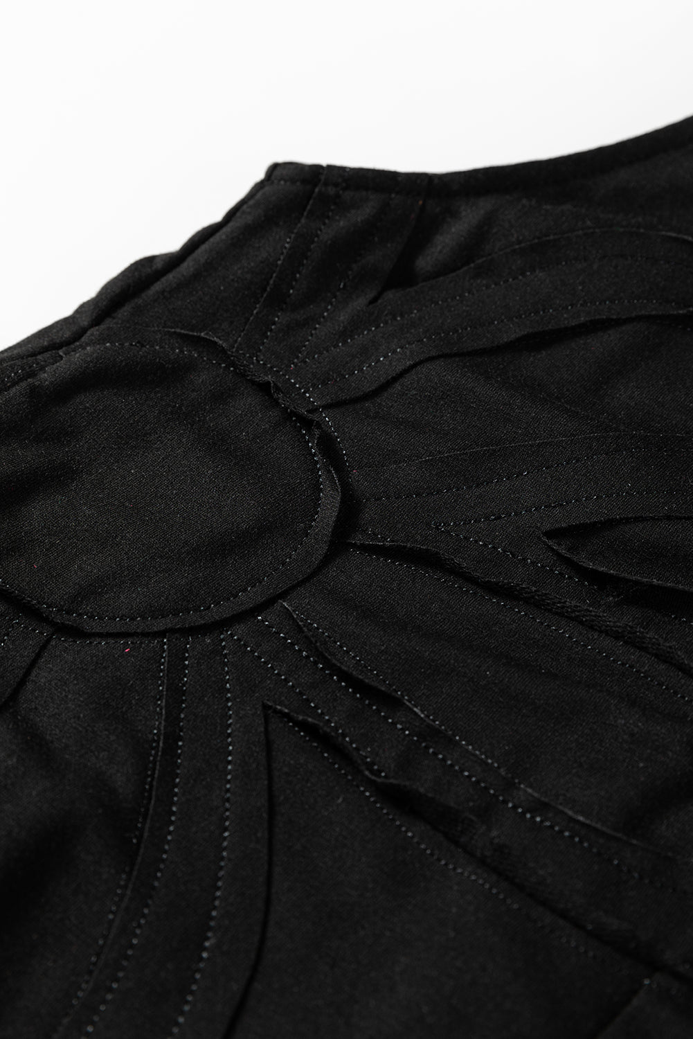 Black Solid Color Raw Seam Big Flower Patched Loose Overall Jumpsuit-Bottoms/Jumpsuits & Rompers-[Adult]-[Female]-2022 Online Blue Zone Planet