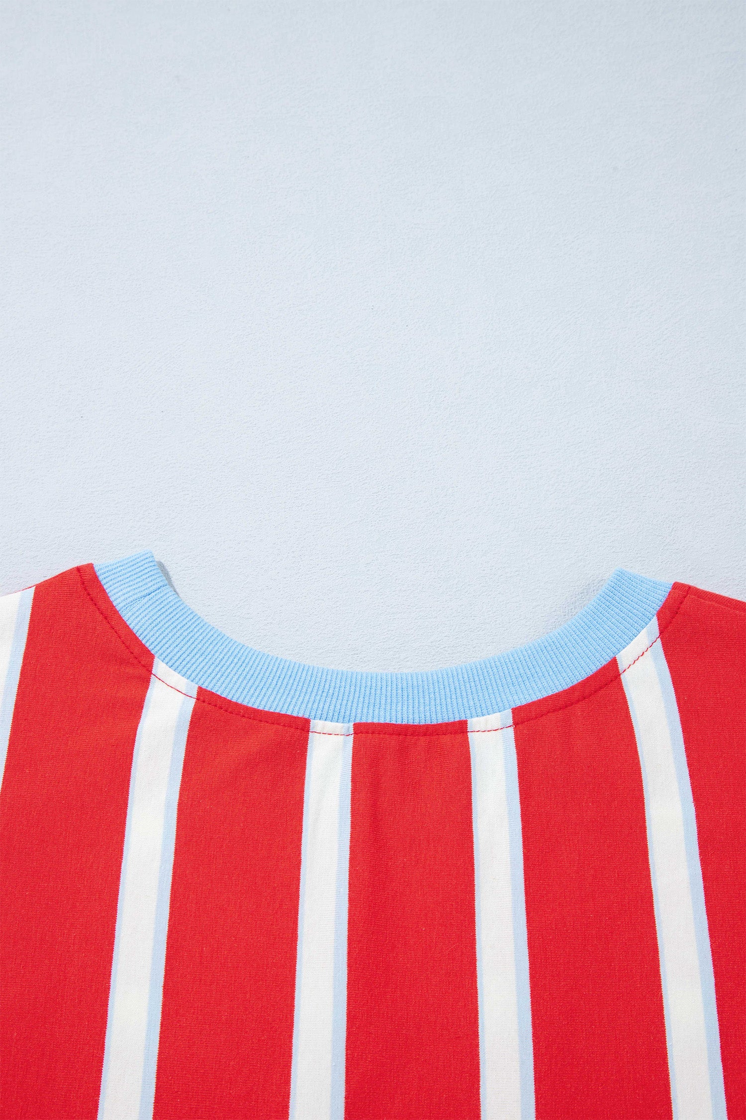 Racing Red Striped Bow Tie Hollowed Back 7/8 Sleeve Casual T-Shirt-Tops/Long Sleeve Tops-[Adult]-[Female]-2022 Online Blue Zone Planet