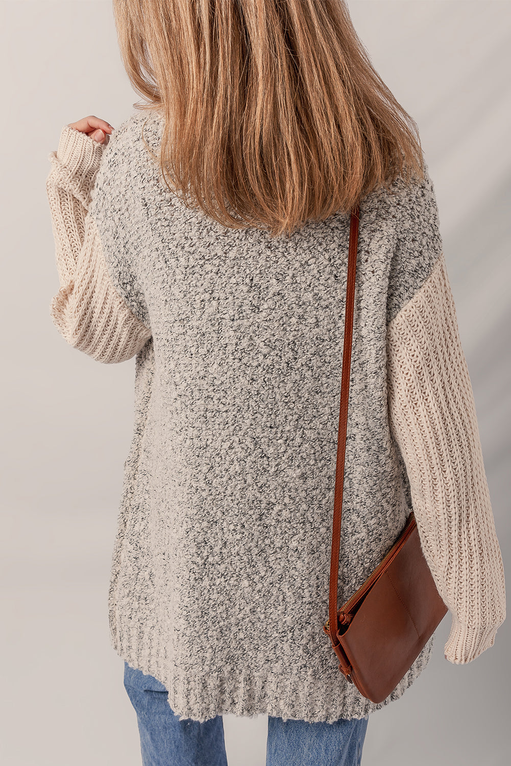 High Color Block Side Pockets Open Front Cardigan-Sweaters & Cardigans/Cardigans-[Adult]-[Female]-2022 Online Blue Zone Planet