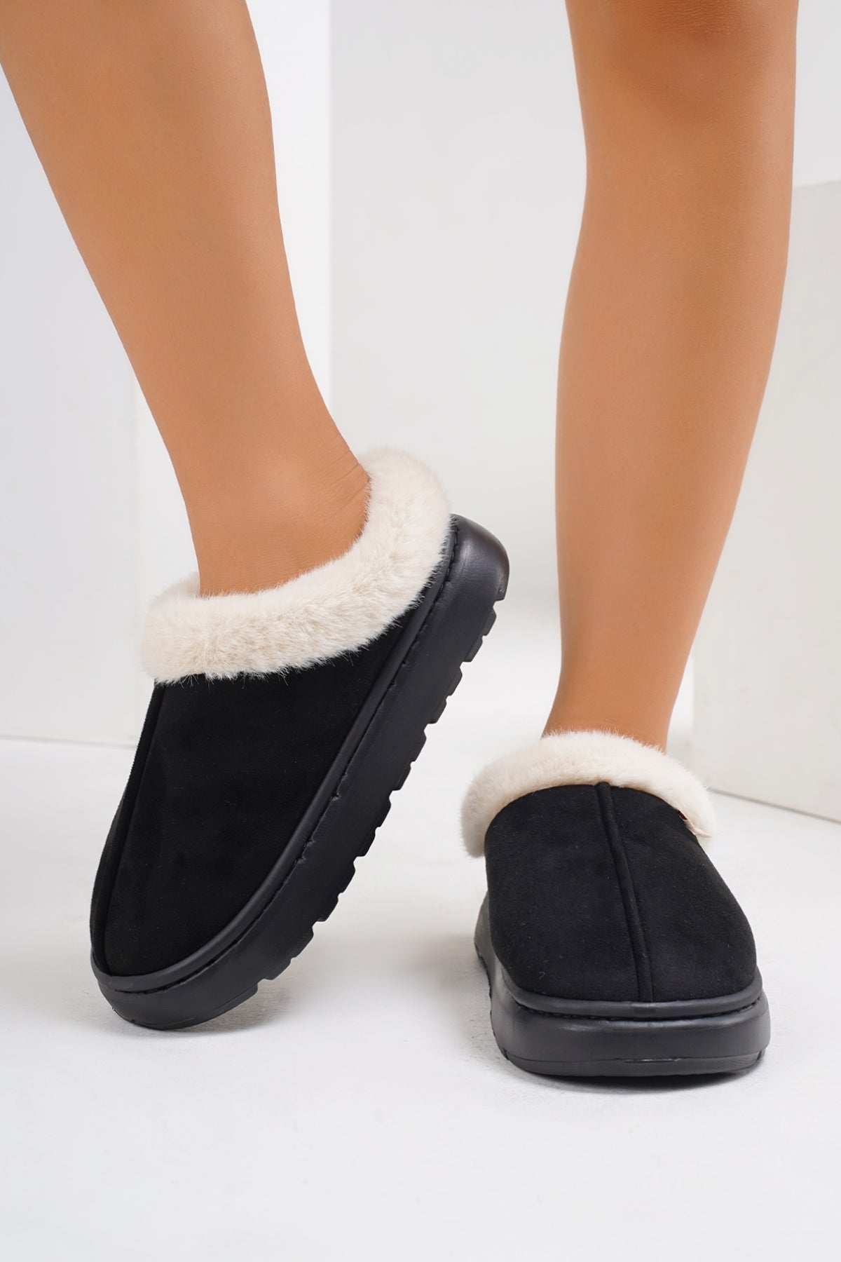 Furry Round Toe Platform Slippers-SHOES-[Adult]-[Female]-2022 Online Blue Zone Planet