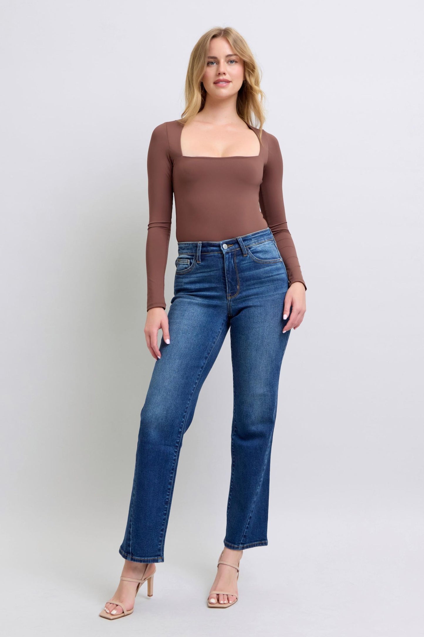 Judy Blue Full Size Side Seam Detail Straight Jeans with Pockets-BOTTOMS SIZES SMALL MEDIUM LARGE-[Adult]-[Female]-2022 Online Blue Zone Planet