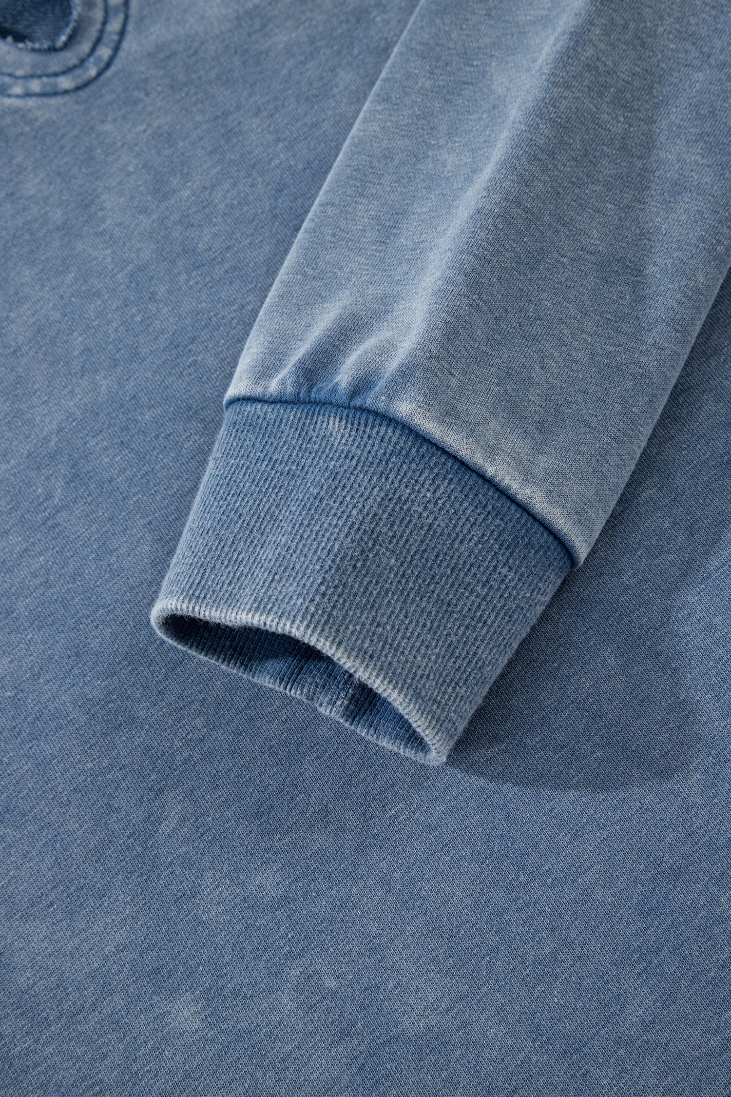 Sail Blue Lace Patchwork Detail Notched Neck Mineral Wash Baggy Sweatshirt-Tops/Sweatshirts & Hoodies-[Adult]-[Female]-2022 Online Blue Zone Planet