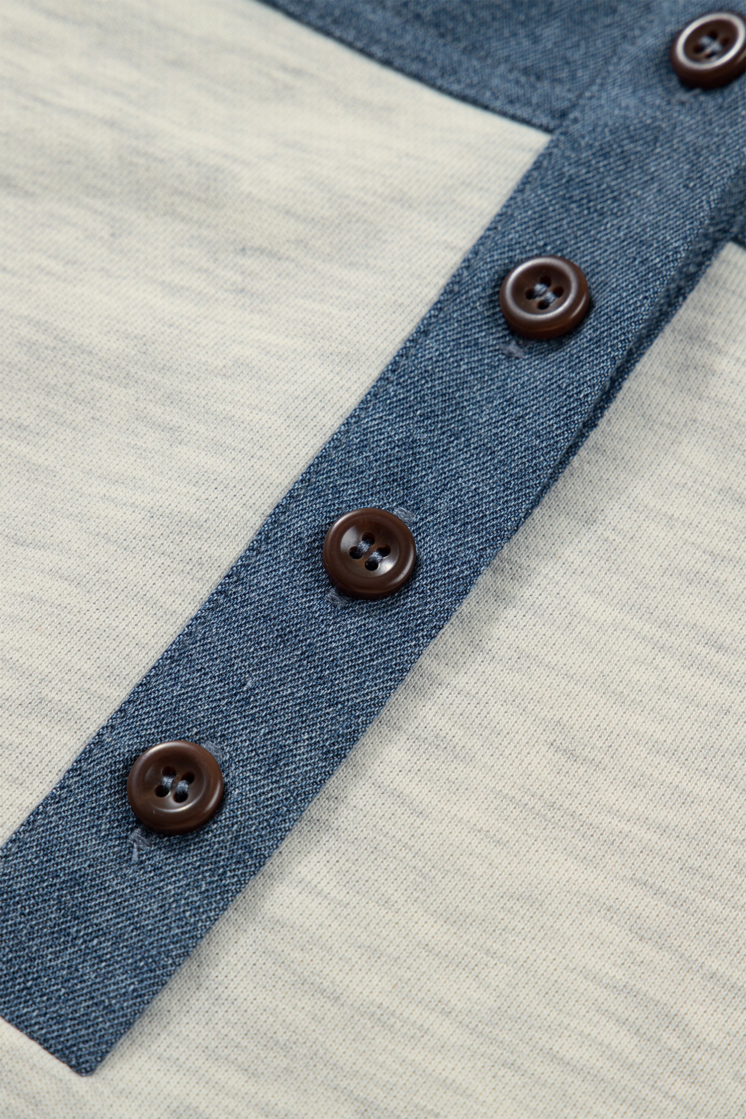 Light Grey Half Buttons Collared Denim Patchwork Plus Short Sleeve Top-Plus Size/Plus Size Tops/Plus Size Blouses & Shirts-[Adult]-[Female]-2022 Online Blue Zone Planet