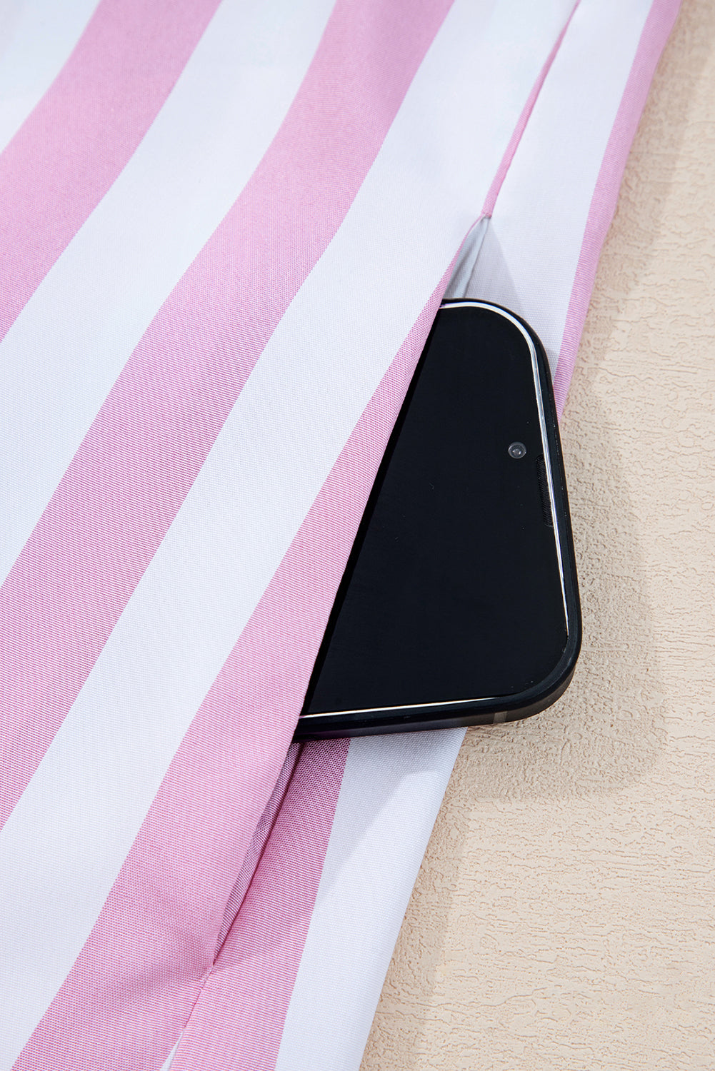Rose Stripe Bracelet Sleeve Buttons Loose Mini Dress-Bracelet-[Adult]-[Female]-2022 Online Blue Zone Planet