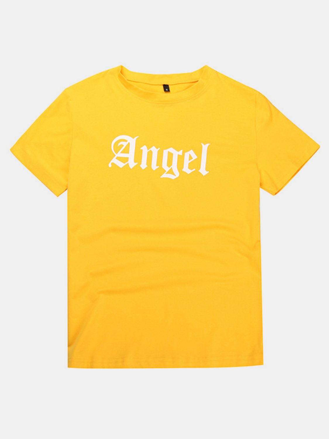 Perfee ANGEL Round Neck Short Sleeve T-Shirt-TOPS / DRESSES-[Adult]-[Female]-Yellow-S-2022 Online Blue Zone Planet