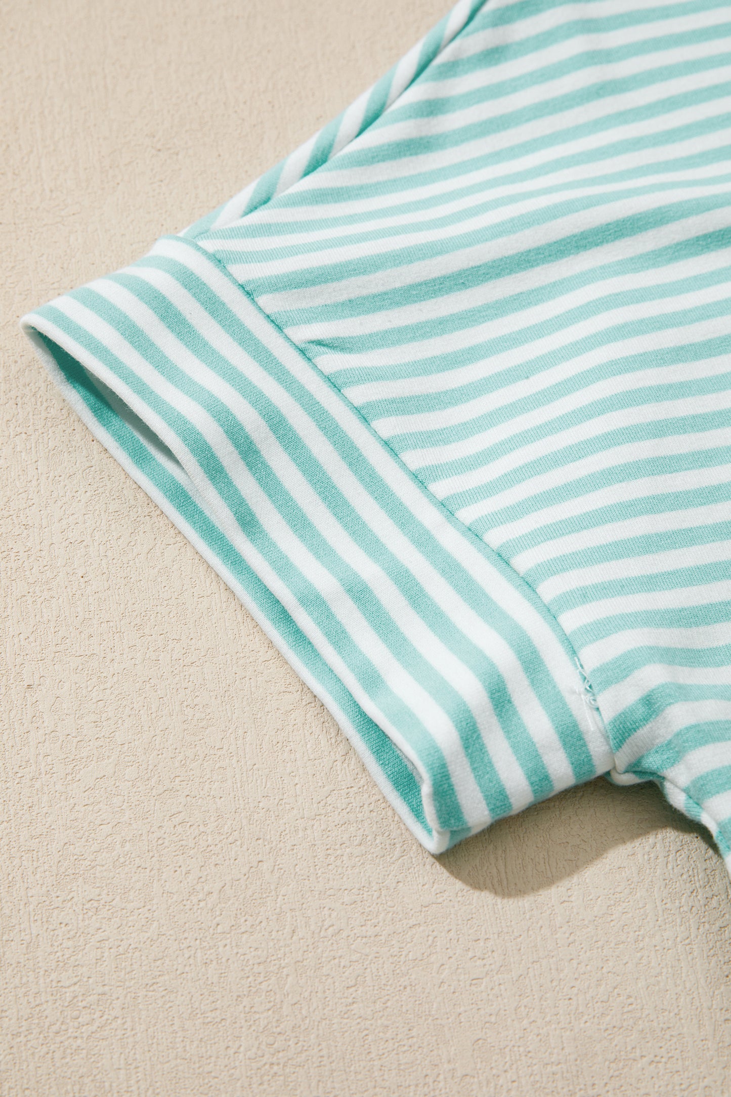 Pink Stripe Cuffed Sleeve Contrast Mock Neck Tee Casual 2pcs Short Set-Two Piece Sets/Short Sets-[Adult]-[Female]-2022 Online Blue Zone Planet