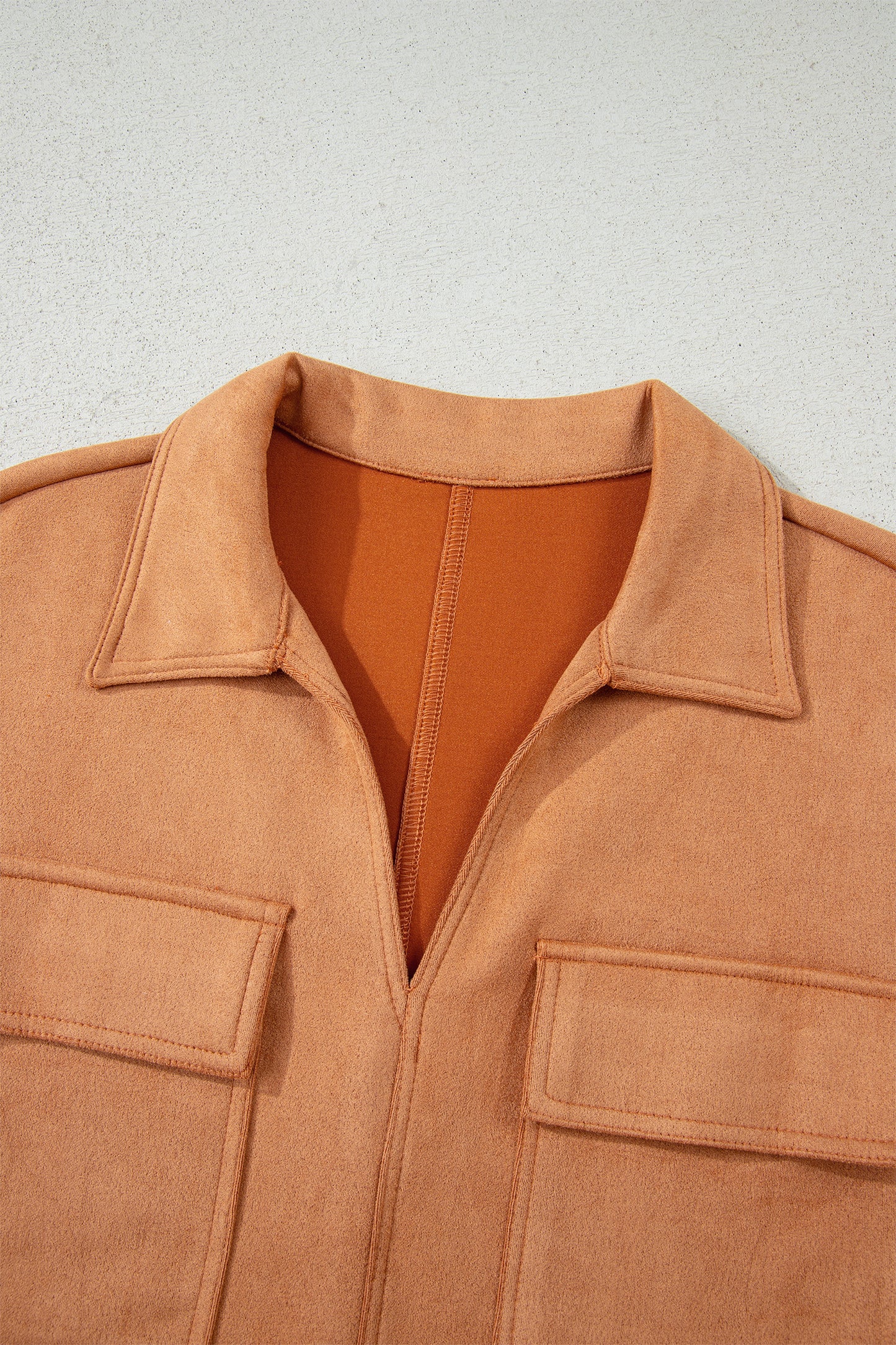 Thai Curry Collared V Neck Faux Suede Short Sleeve Shift Mini Dress-TOPS / DRESSES-[Adult]-[Female]-2022 Online Blue Zone Planet