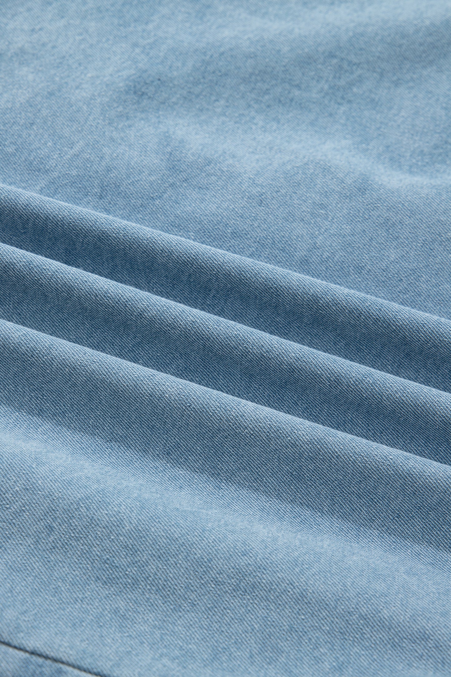 Myosotis Ruffle Detail Short Puff Sleeve Button Down Flap Pocket Denim Shirt-Tops/Blouses & Shirts-[Adult]-[Female]-2022 Online Blue Zone Planet