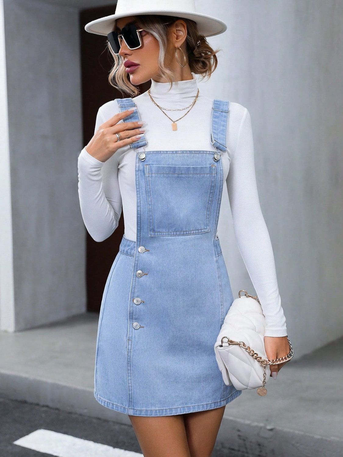 Wide Strap Denim Overall Dress-TOPS / DRESSES-[Adult]-[Female]-Medium-XS-2022 Online Blue Zone Planet