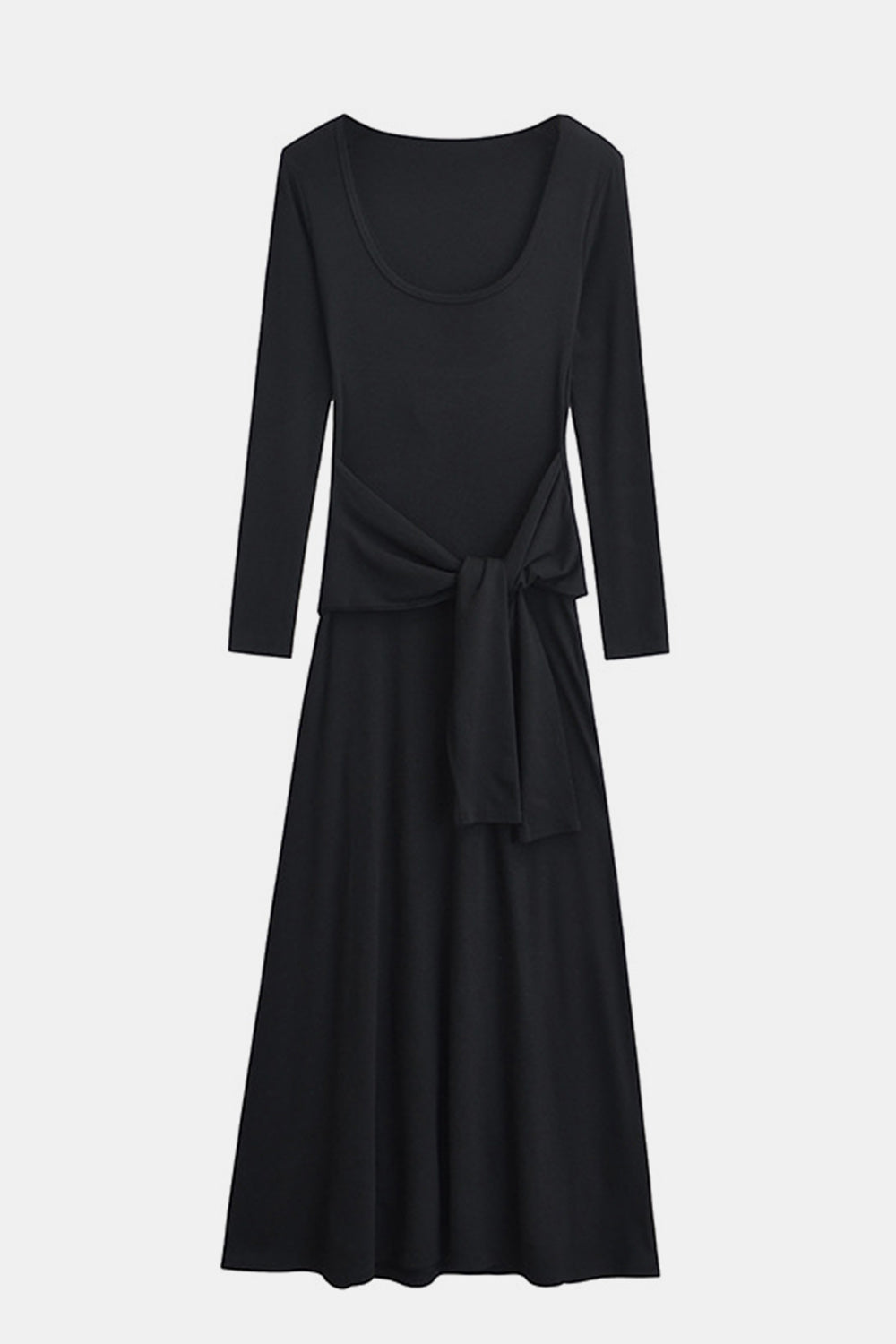 Basic Bae Tied Scoop Neck Long Sleeve Maxi Dress-TOPS / DRESSES-[Adult]-[Female]-2022 Online Blue Zone Planet