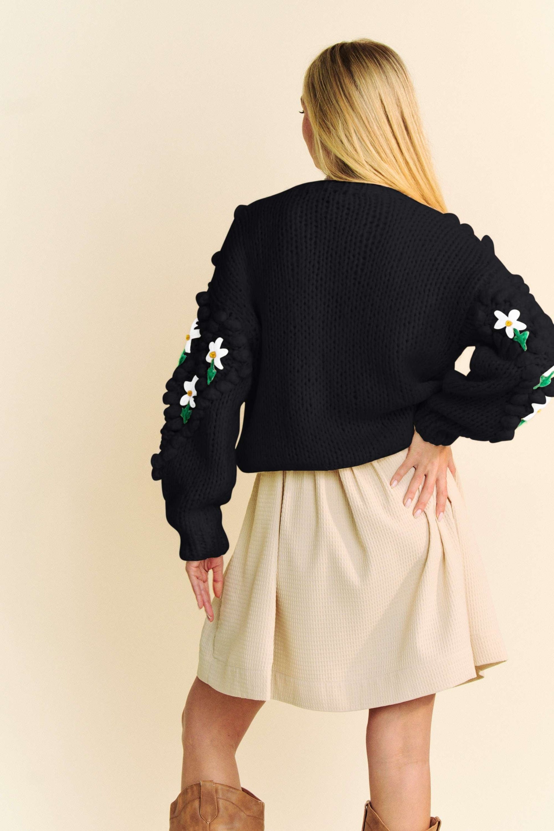 Davi & Dani Floral Pattern Button Down Cardigan-TOPS / DRESSES-[Adult]-[Female]-2022 Online Blue Zone Planet