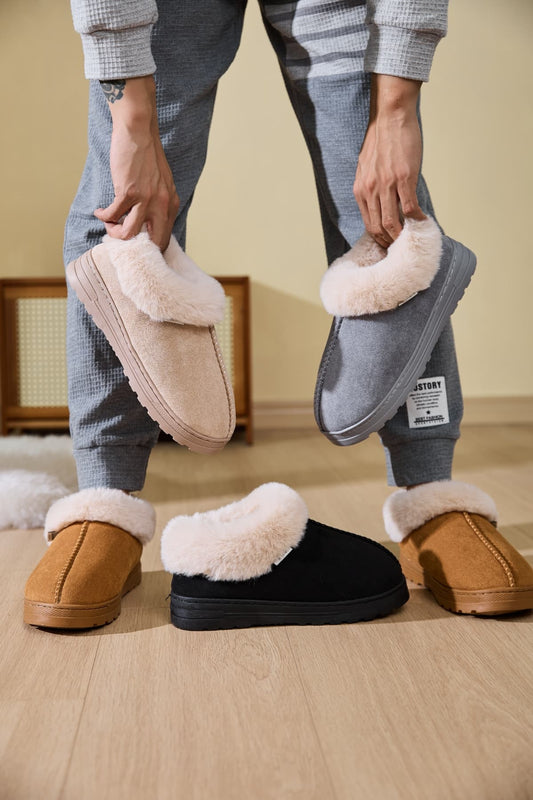 Faux Fur Round Toe Platform Slippers-SHOES-[Adult]-[Female]-2022 Online Blue Zone Planet