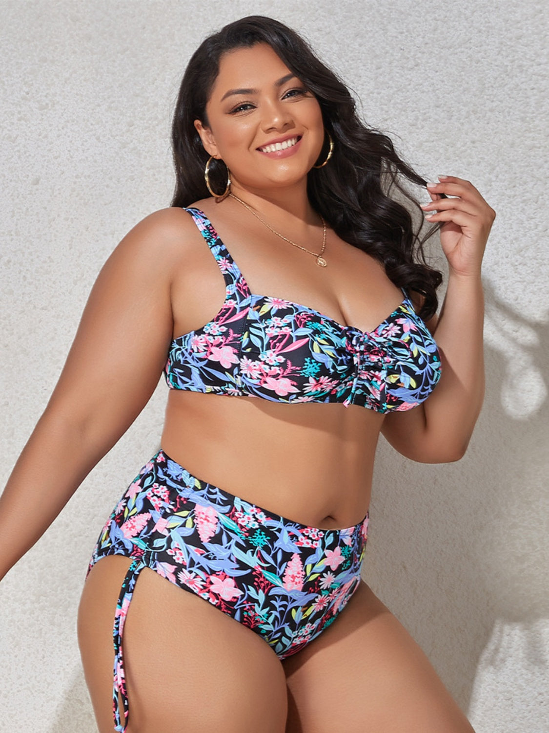 Blue Zone Planet | Plus Size Printed Wide Strap Two-Piece Swim Set-TOPS / DRESSES-[Adult]-[Female]-2022 Online Blue Zone Planet