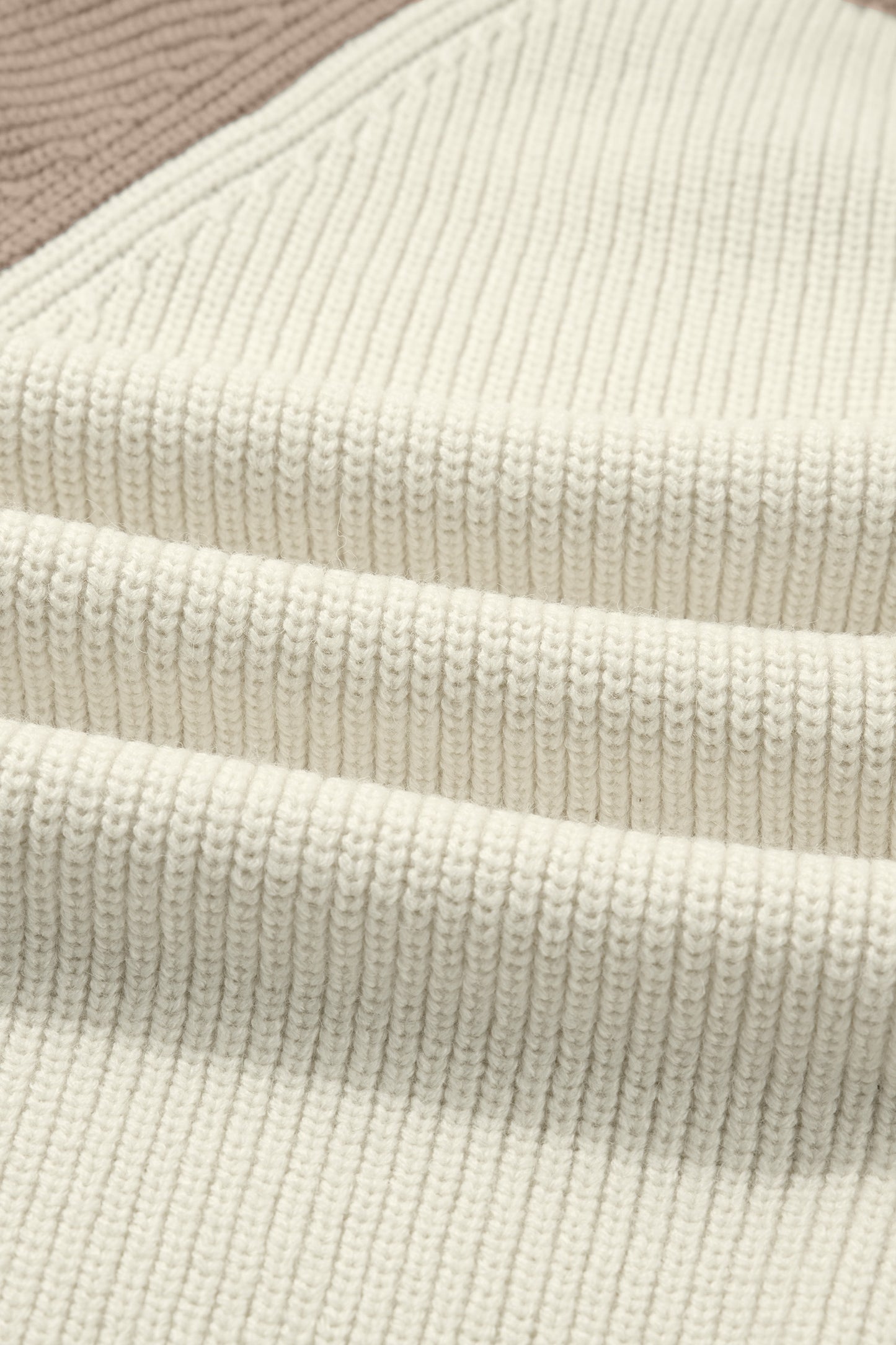 White Color Block Ribbed Knit Button Down Sweater Cardigan-Sweaters & Cardigans/Cardigans-[Adult]-[Female]-2022 Online Blue Zone Planet