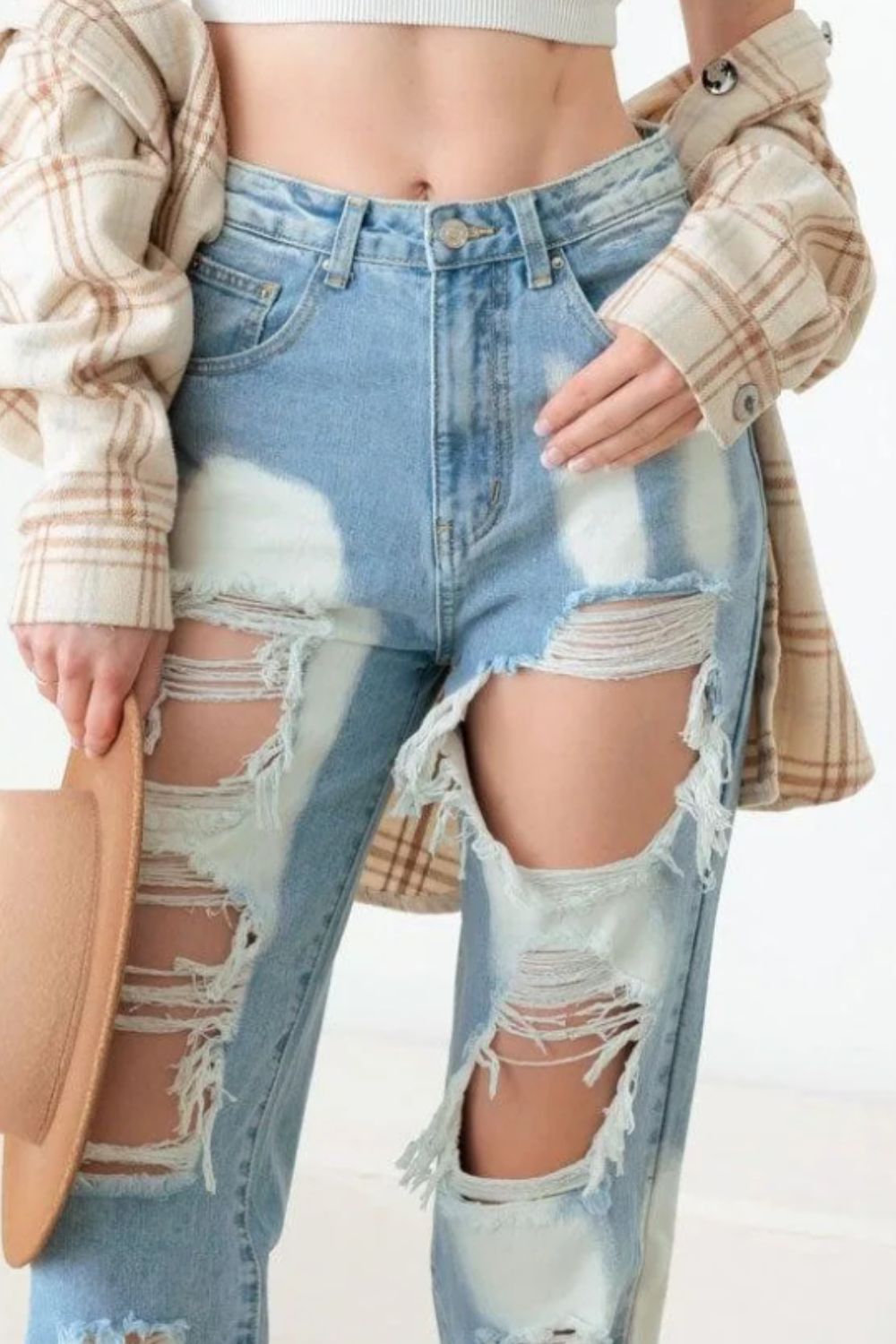 Blue Zone Planet | Litz La Frayed Cut Distressed Jeans-TOPS / DRESSES-[Adult]-[Female]-2022 Online Blue Zone Planet