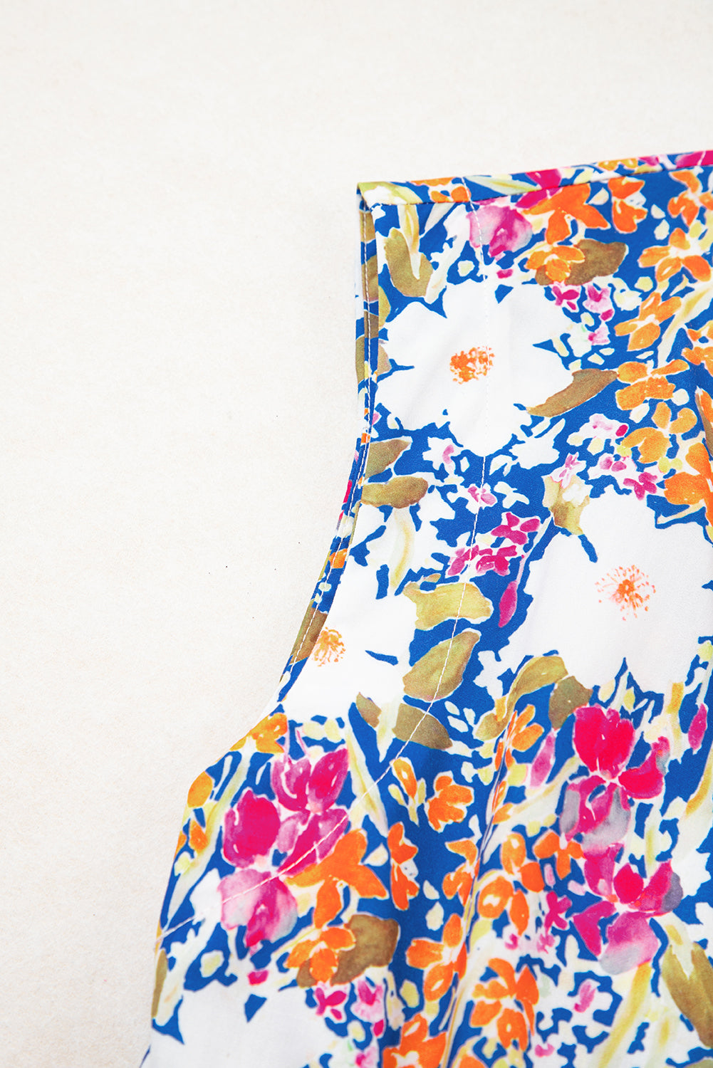 Rose Green Floral Print Bow Applique Slit Sleeveless Peplum Blouse-Tops/Blouses & Shirts-[Adult]-[Female]-2022 Online Blue Zone Planet
