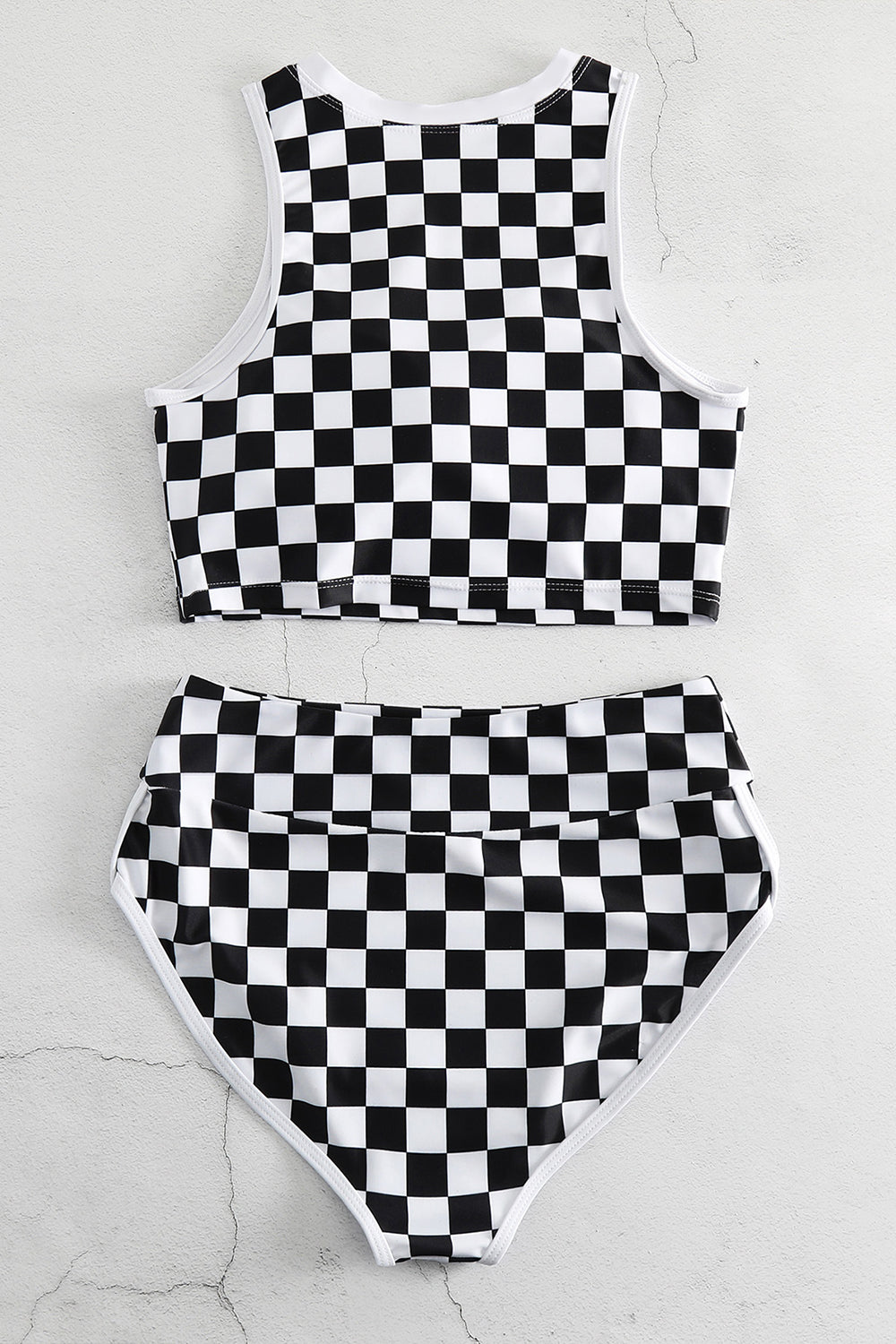 Blue Zone Planet | Checkered Wide Strap Two-Piece Swim Set-TOPS / DRESSES-[Adult]-[Female]-2022 Online Blue Zone Planet