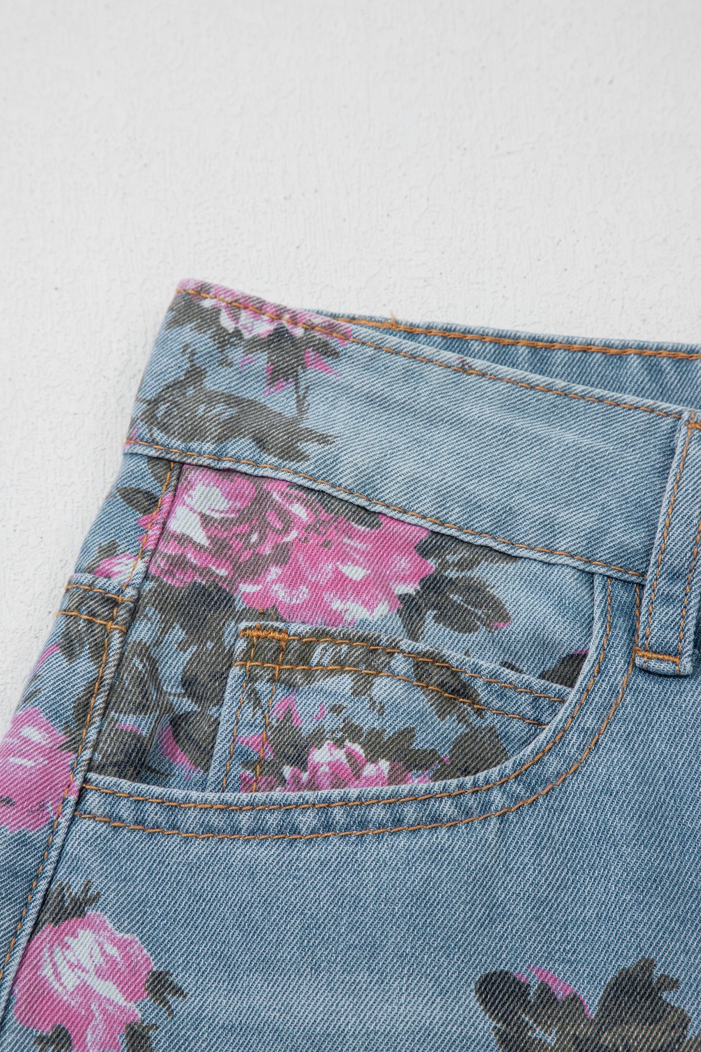Sky Blue Garden Floral Print Bootcut Jeans-Bottoms/Jeans-[Adult]-[Female]-2022 Online Blue Zone Planet