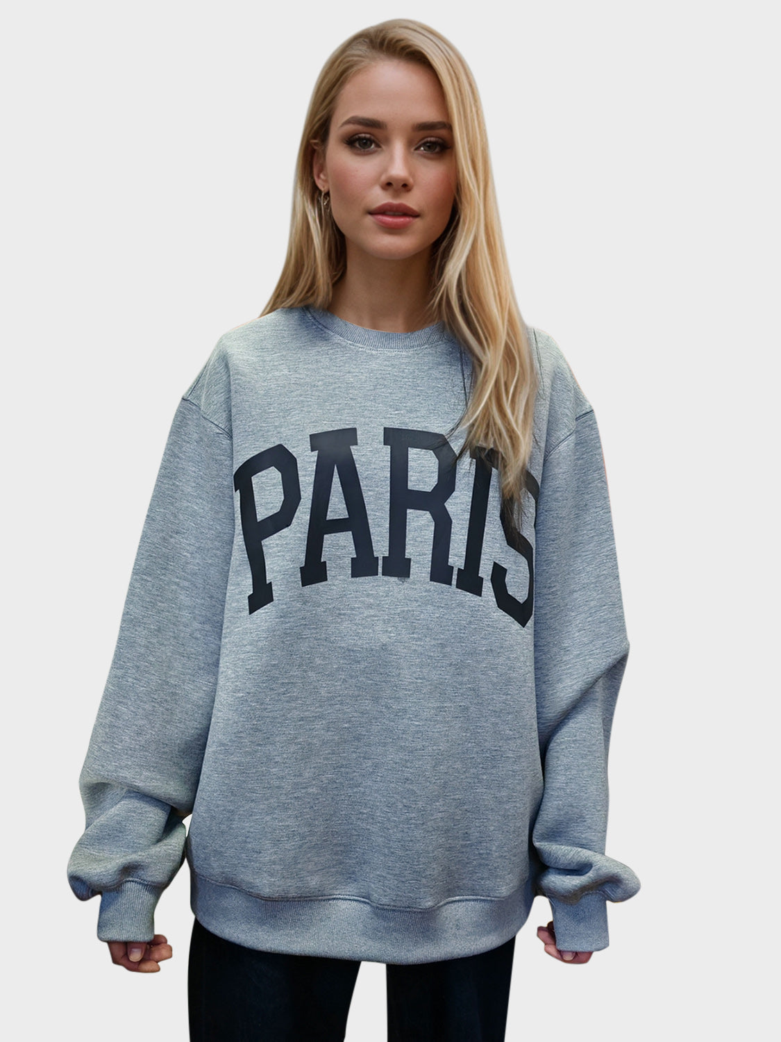 Basic Bae PARIS Round Neck Long Sleeve Air Scuba Sweatshirt-TOPS / DRESSES-[Adult]-[Female]-2022 Online Blue Zone Planet