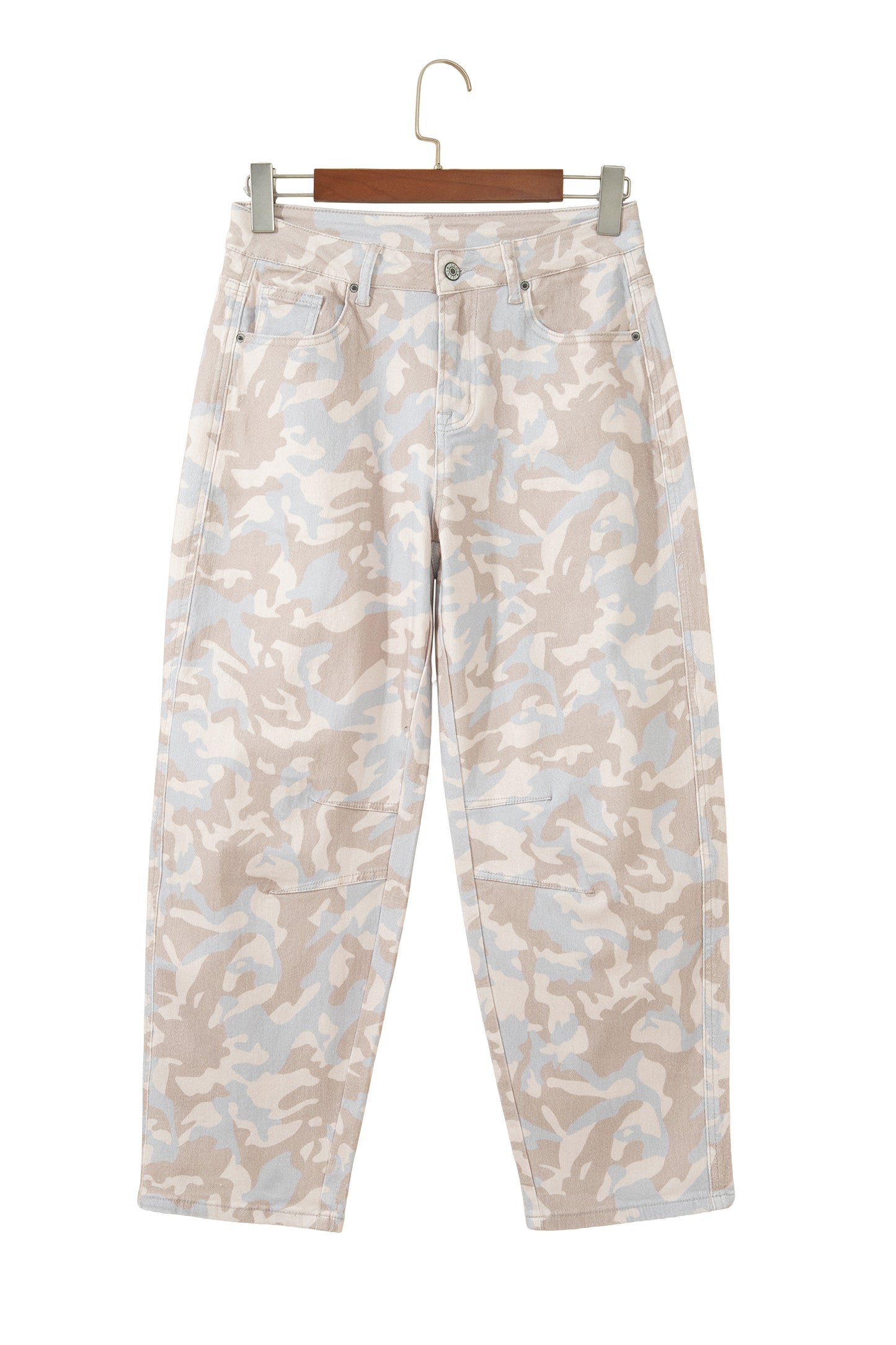 Khaki Camouflage Pattern Pocket Rivet Detail Ankle-Length Harem Fit Jeans-Bottoms/Jeans-[Adult]-[Female]-2022 Online Blue Zone Planet