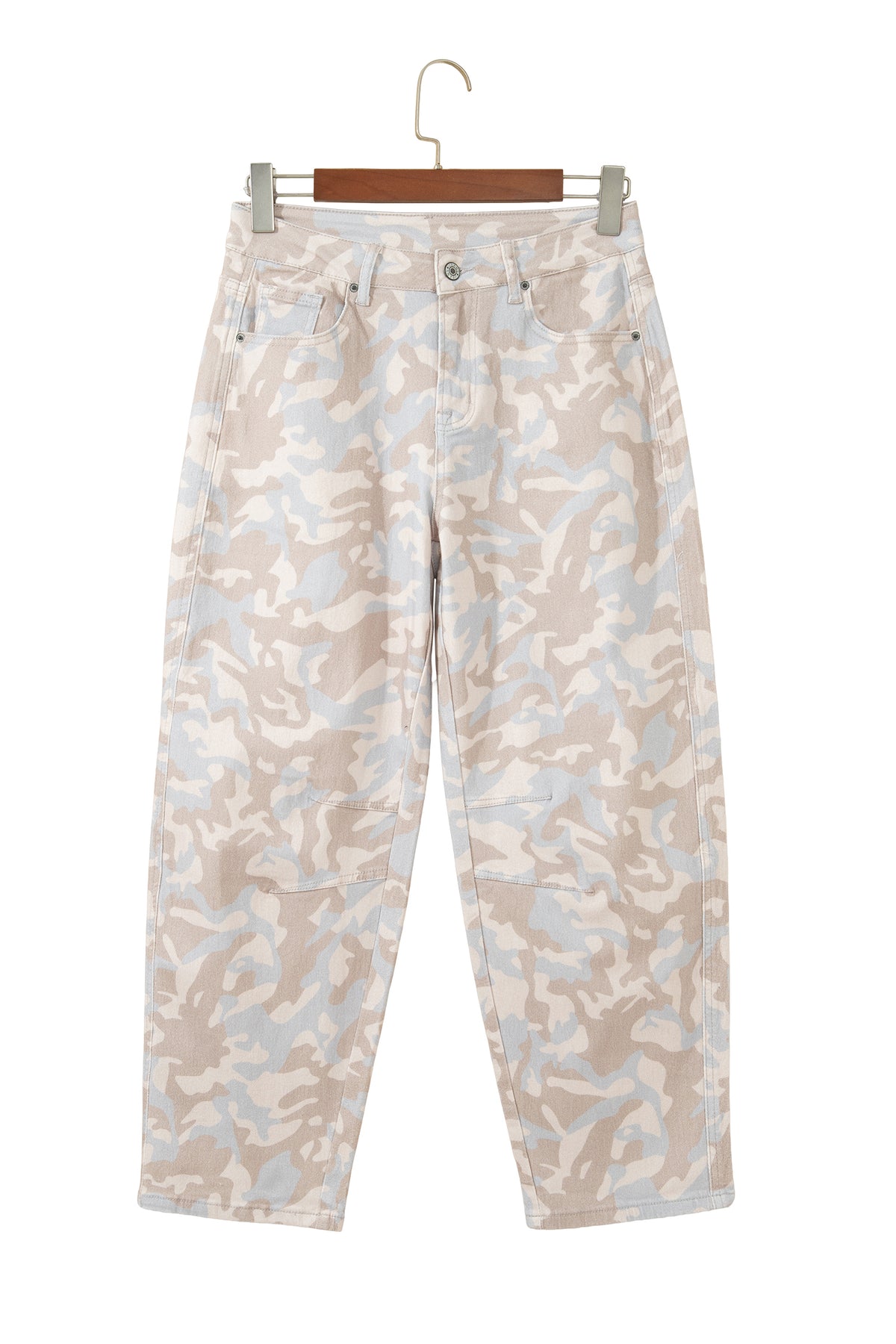 Khaki Camouflage Pattern Pocket Rivet Detail Ankle-Length Harem Fit Jeans-Bottoms/Jeans-[Adult]-[Female]-2022 Online Blue Zone Planet