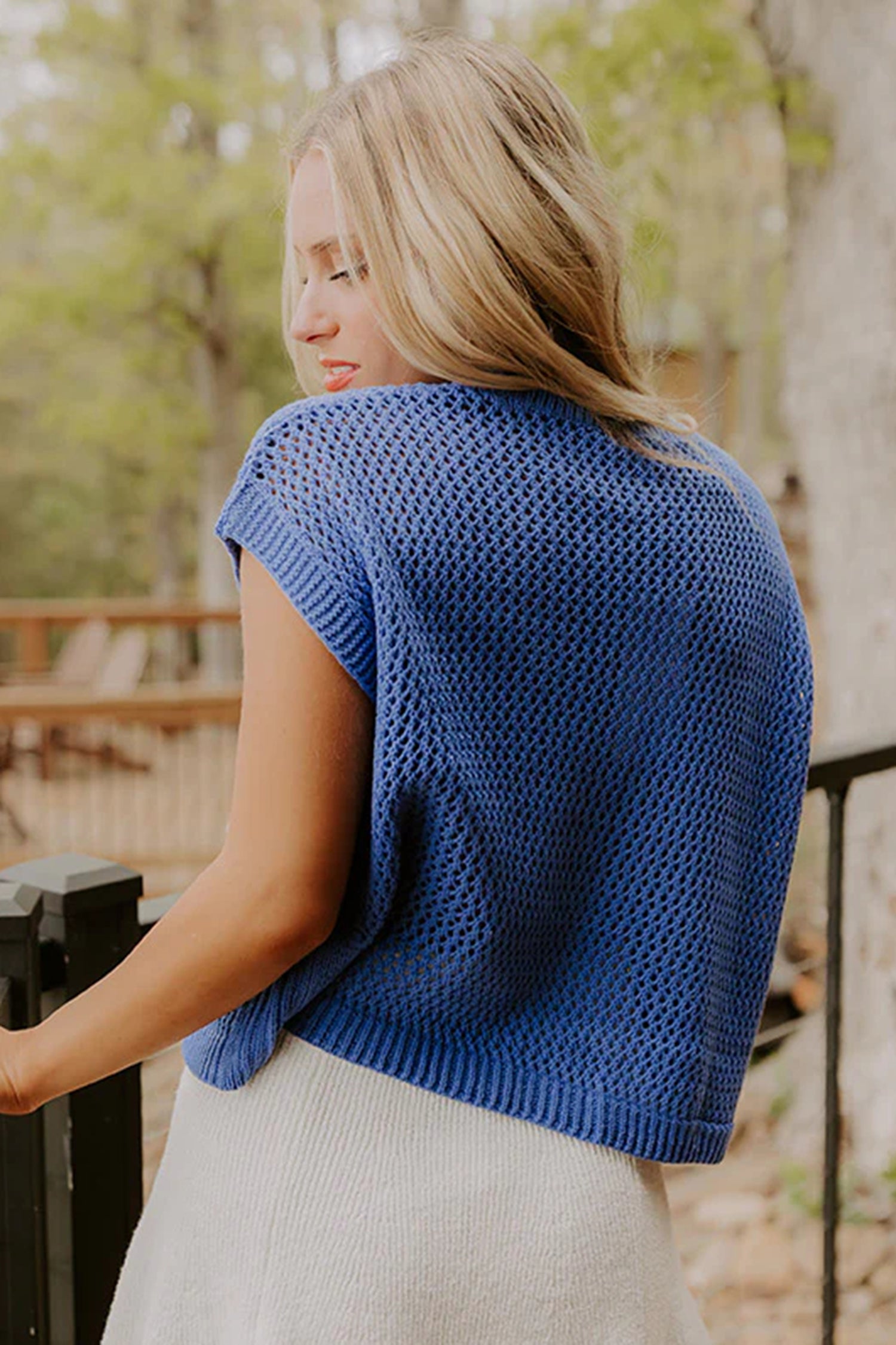 Sky Blue Flag Graphic Short Sleeve Sweater Top-TOPS / DRESSES-[Adult]-[Female]-2022 Online Blue Zone Planet