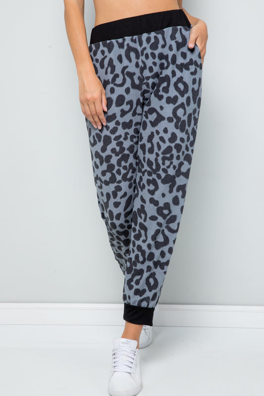 Blue Zone Planet | Celeste Full Size Leopard Contrast Sweatpants-TOPS / DRESSES-[Adult]-[Female]-Grey Leopard-S-2022 Online Blue Zone Planet