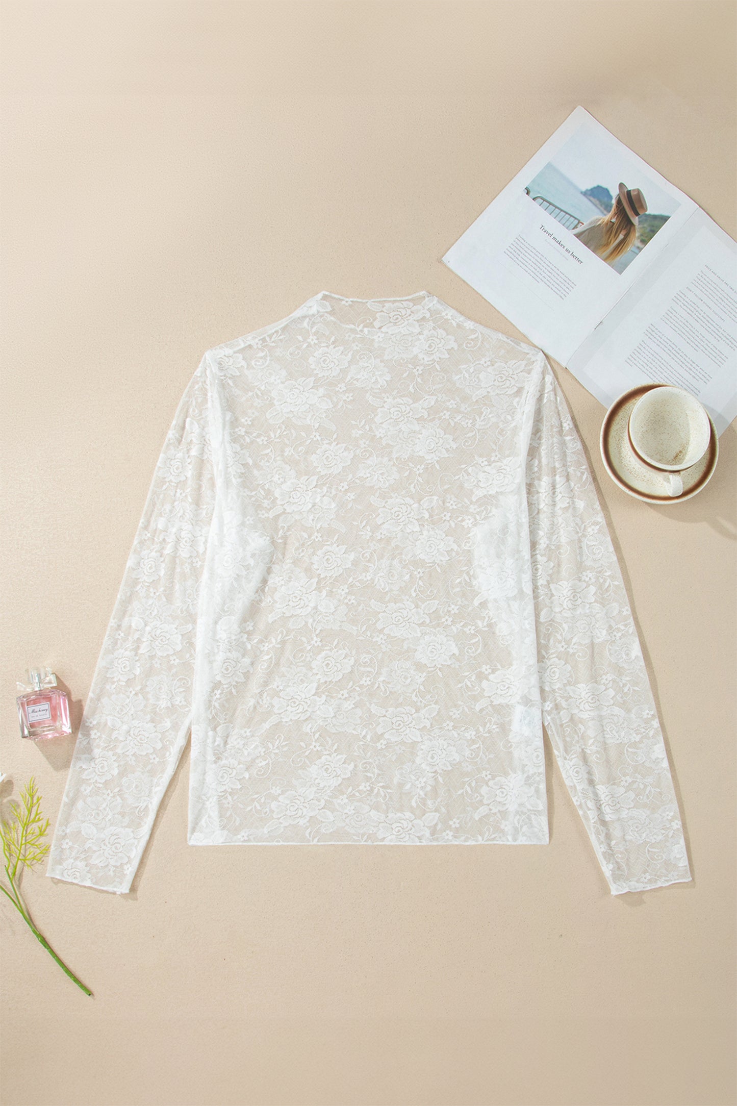 Black Plus Size Floral Mesh Long Sleeve Top-Plus Size/Plus Size Tops/Plus Size Long Sleeve Tops-[Adult]-[Female]-2022 Online Blue Zone Planet