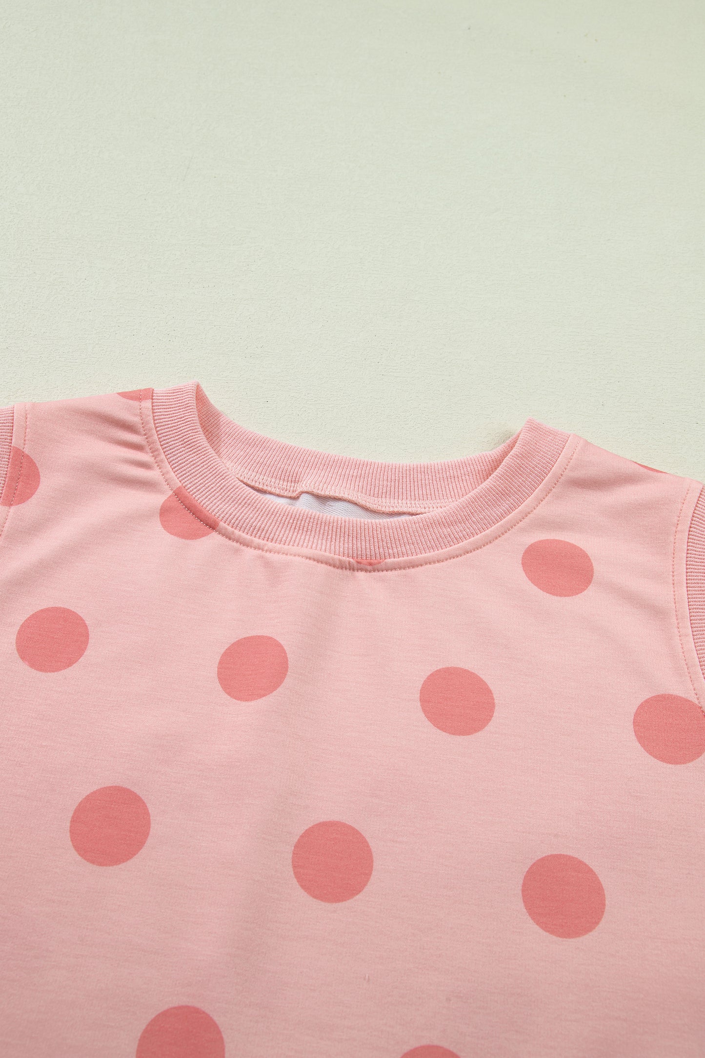 Sky Blue Ribbed Trim Polka Dot Print Tank Split Mini Skort 2pcs Set-Two Piece Sets/Two Piece Dresses-[Adult]-[Female]-2022 Online Blue Zone Planet