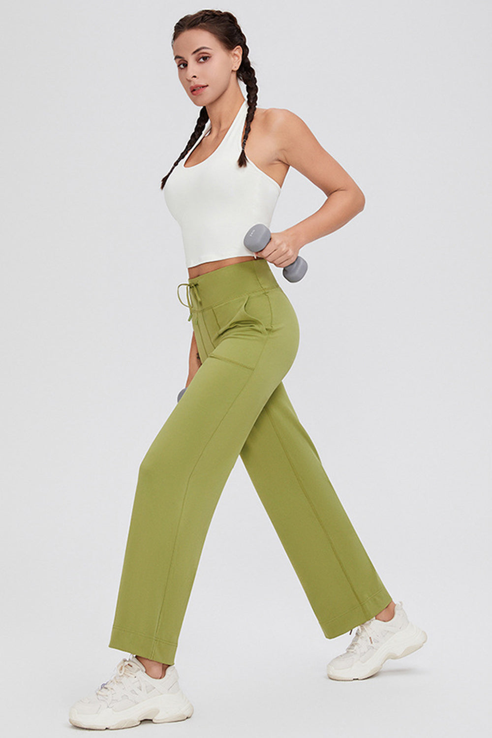 Basic Bae Full Size Drawstring High Waist Pants with Pockets-BOTTOMS SIZES SMALL MEDIUM LARGE-[Adult]-[Female]-2022 Online Blue Zone Planet