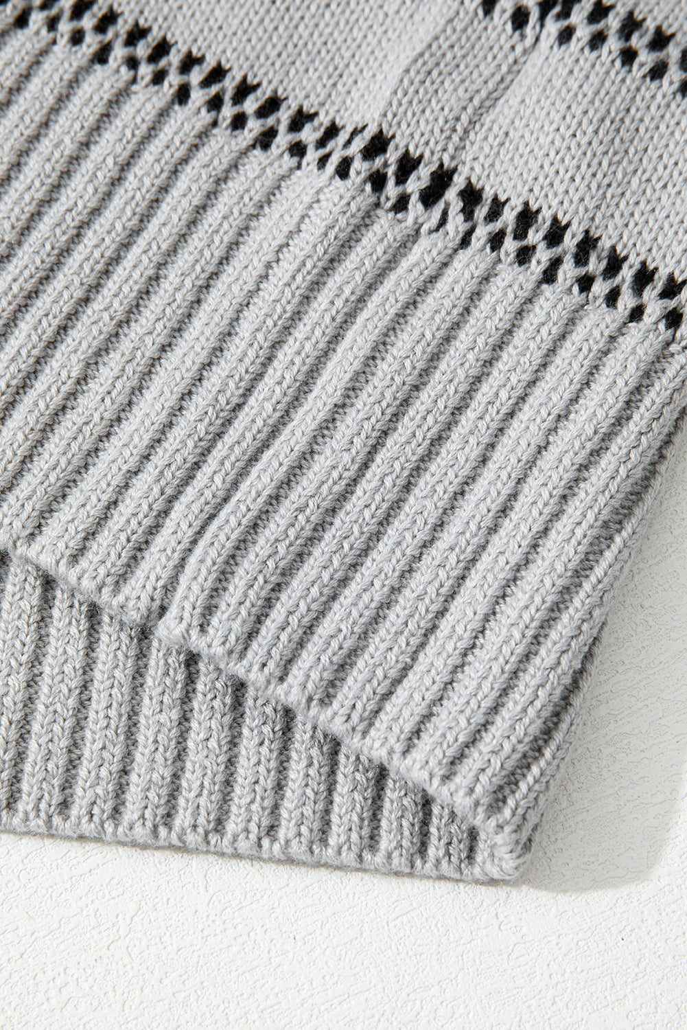 Gray Stripe Button Front Ribbed Trim Short Cardigan-Sweaters & Cardigans/Cardigans-[Adult]-[Female]-2022 Online Blue Zone Planet