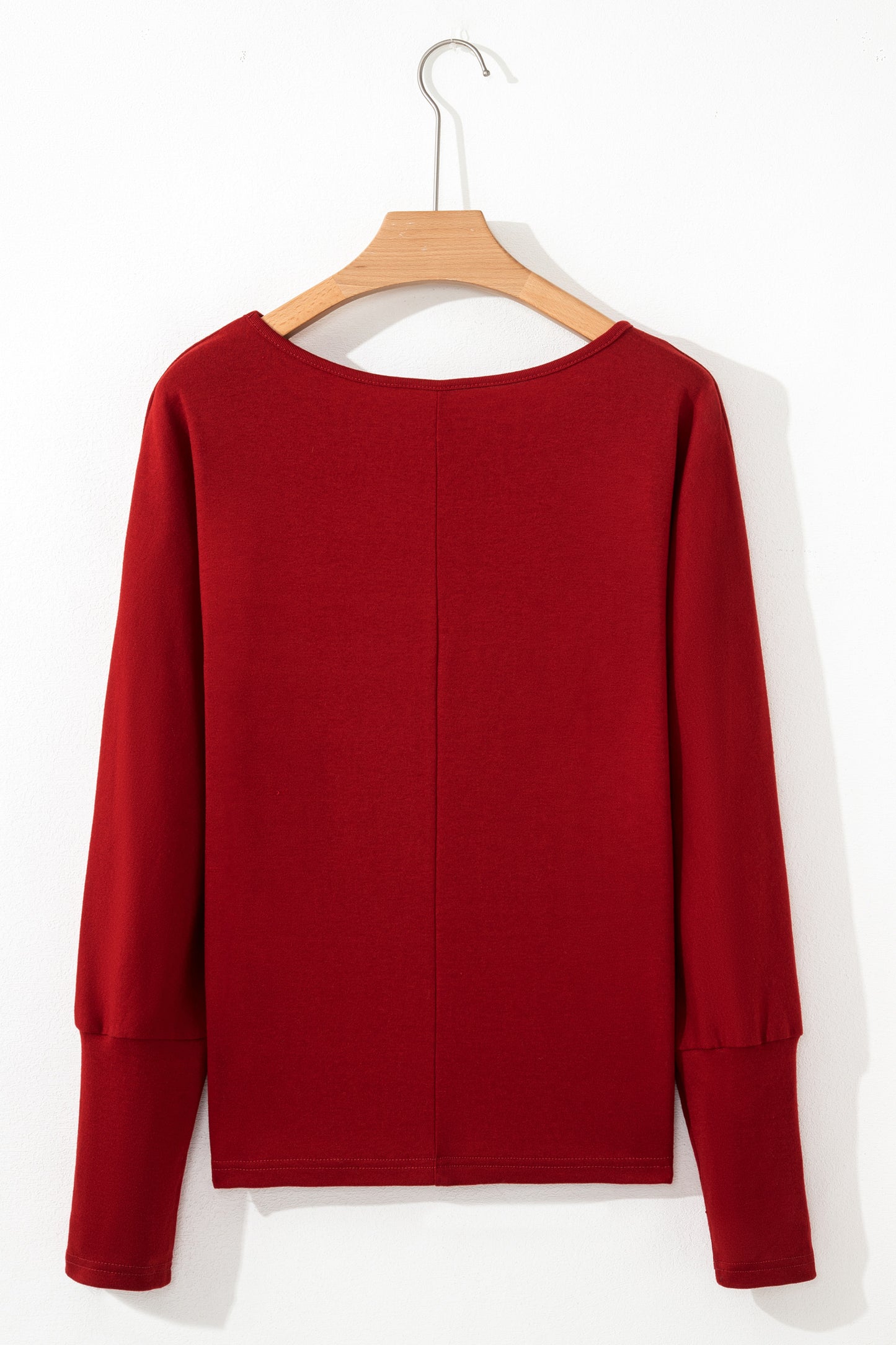 Red Dahlia Solid Color Extended Cuffs Long Sleeve Top-Tops/Long Sleeve Tops-[Adult]-[Female]-2022 Online Blue Zone Planet