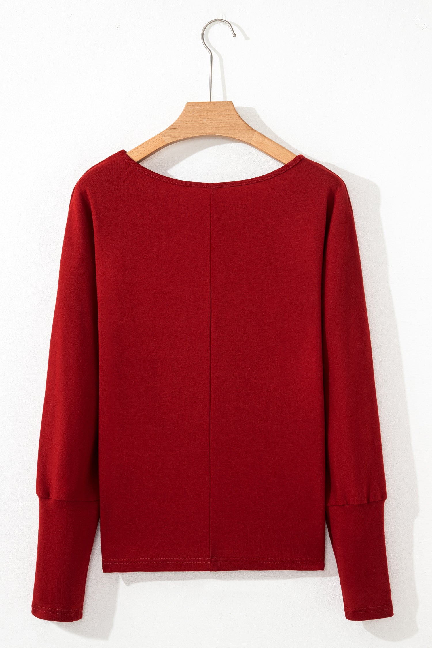 Red Dahlia Solid Color Extended Cuffs Long Sleeve Top-Tops/Long Sleeve Tops-[Adult]-[Female]-2022 Online Blue Zone Planet