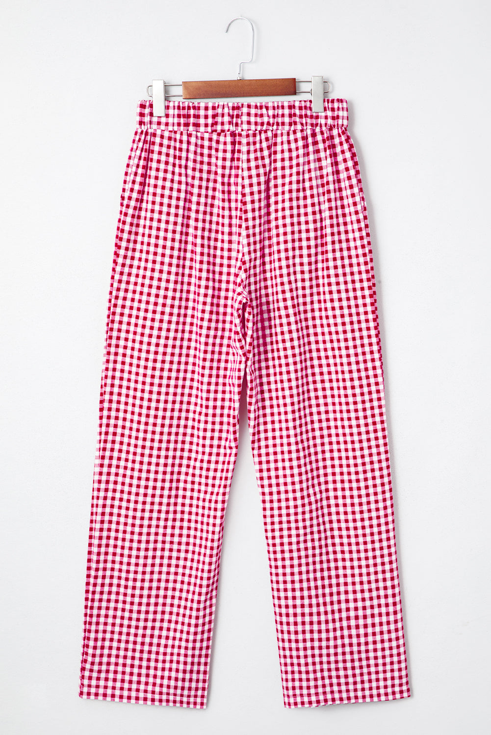 Fiery Red Plaid Casual Loose Trousers-Bottoms/Pants & Culotte-[Adult]-[Female]-2022 Online Blue Zone Planet