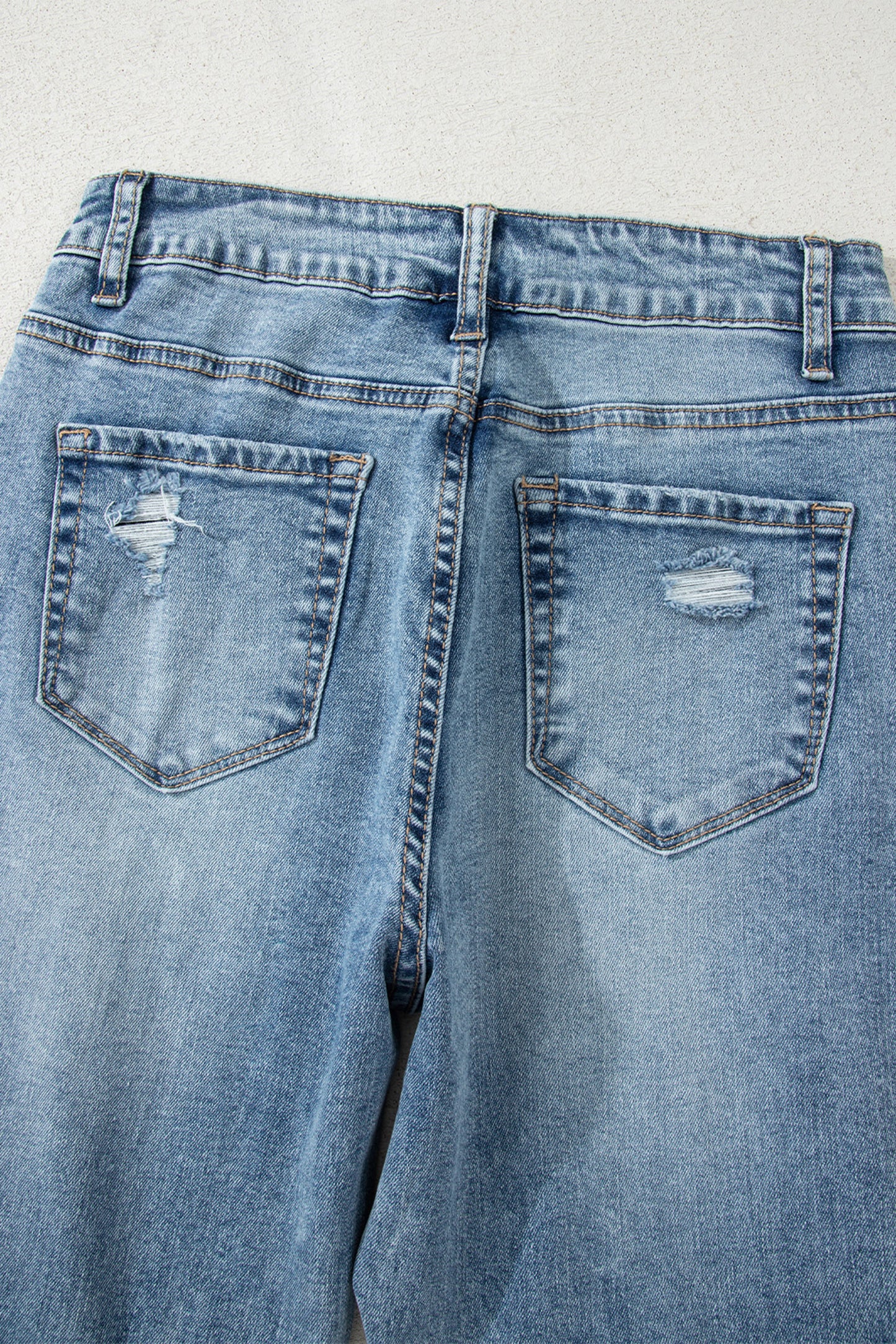 Myosotis Raw Hem Ripped Open Knee Fit Flare Jeans-TOPS / DRESSES-[Adult]-[Female]-2022 Online Blue Zone Planet