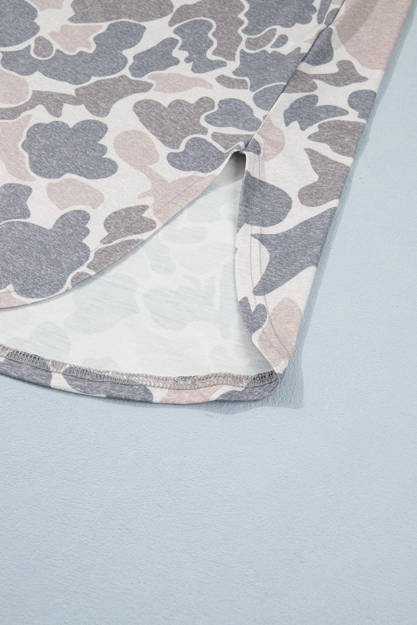 Multicolour Camouflage Print Short Sleeve Drop Shoulder Side Slit Casual Dress-TOPS / DRESSES-[Adult]-[Female]-2022 Online Blue Zone Planet