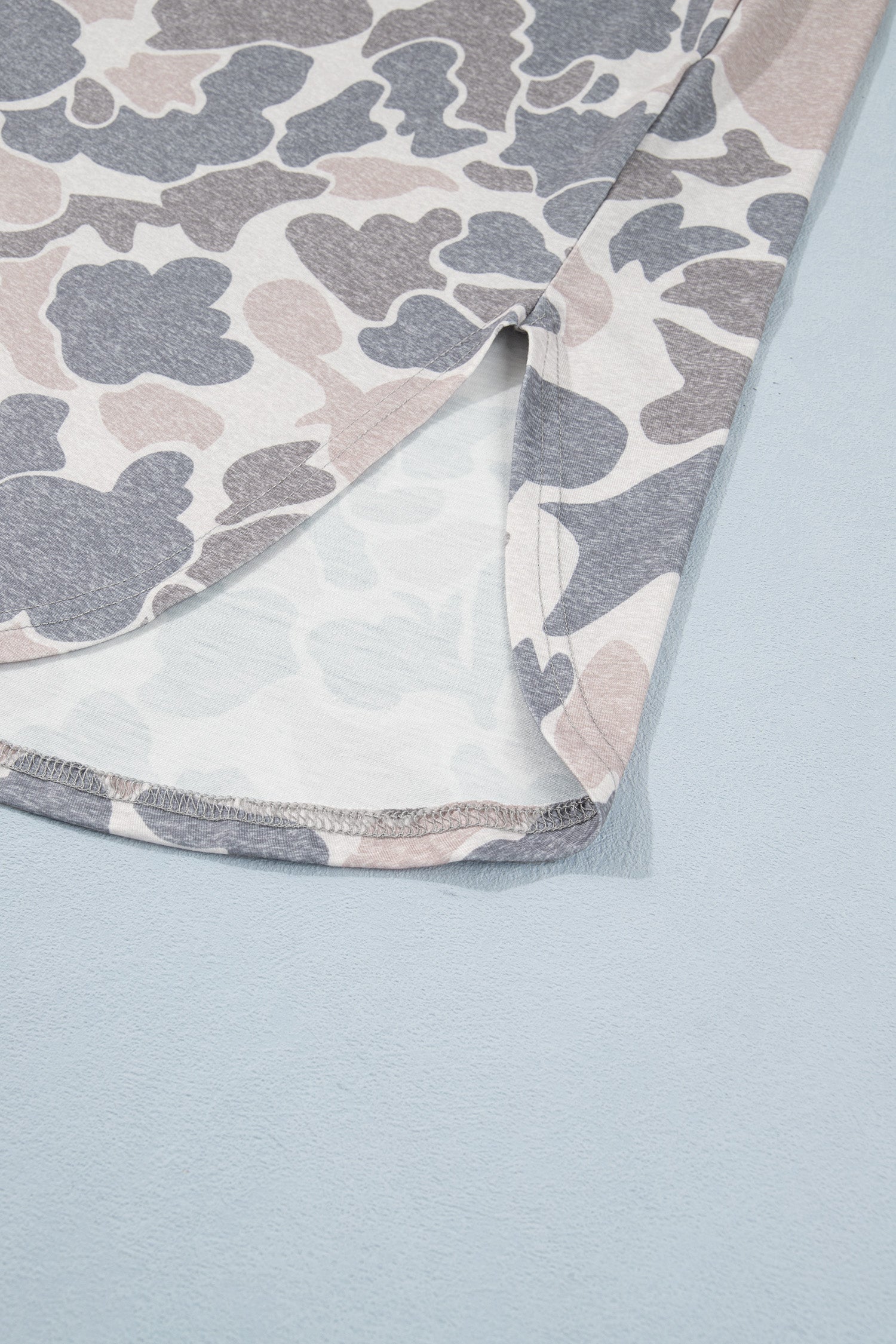 Multicolour Camouflage Print Short Sleeve Drop Shoulder Side Slit Casual Dress-TOPS / DRESSES-[Adult]-[Female]-2022 Online Blue Zone Planet