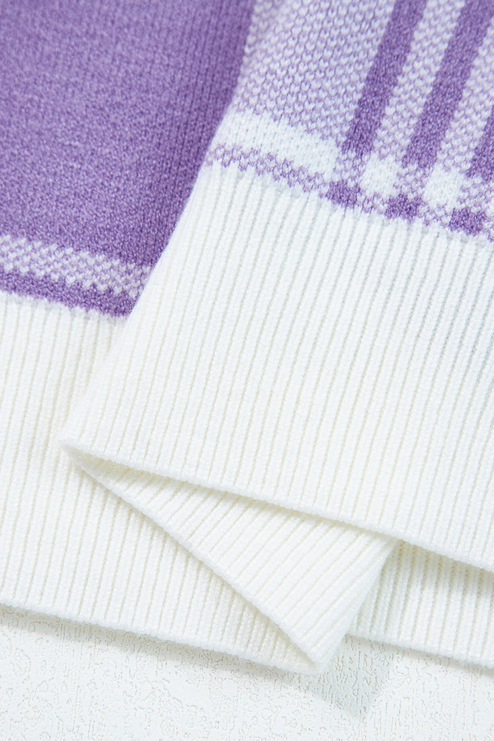 Lilac Plaid Print Ribbed Trim Loose Sweater-TOPS / DRESSES-[Adult]-[Female]-2022 Online Blue Zone Planet