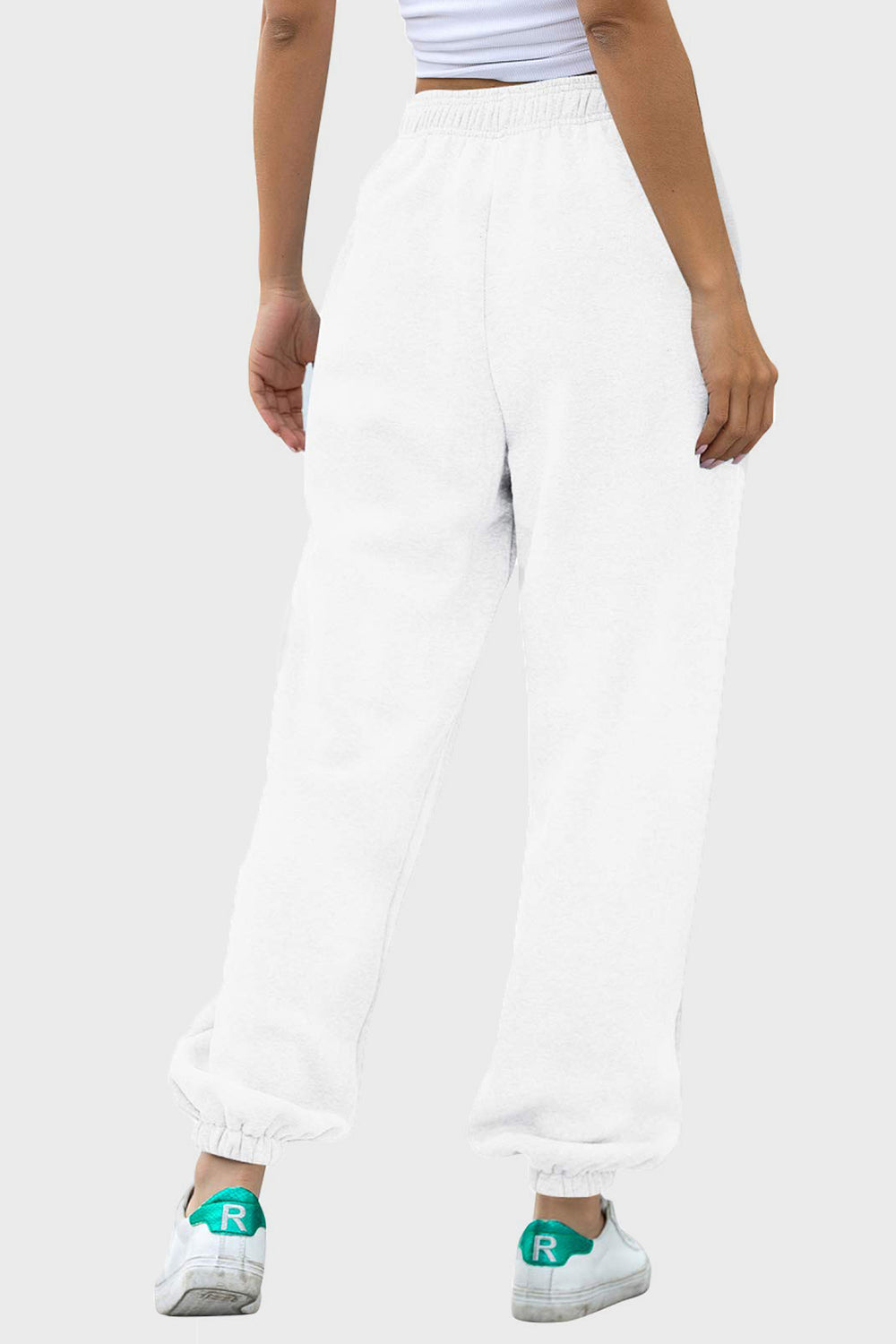 Elastic Waist Joggers with Pockets-TOPS / DRESSES-[Adult]-[Female]-White-S-2022 Online Blue Zone Planet