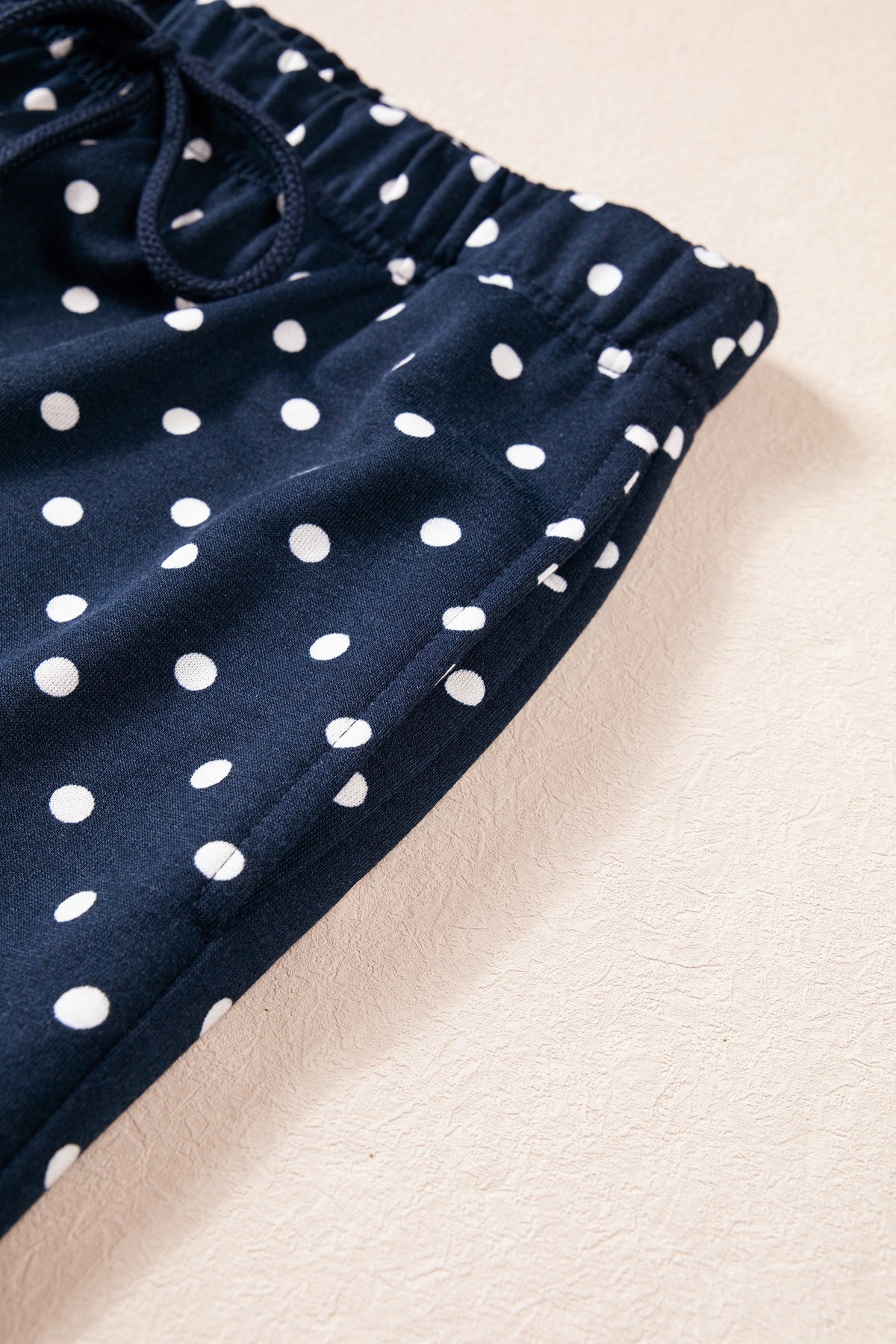 Brown Polka Dot Drawstring Wide Leg Long Sleeve Top Pant Set-Two Piece Sets/Pant Sets-[Adult]-[Female]-2022 Online Blue Zone Planet