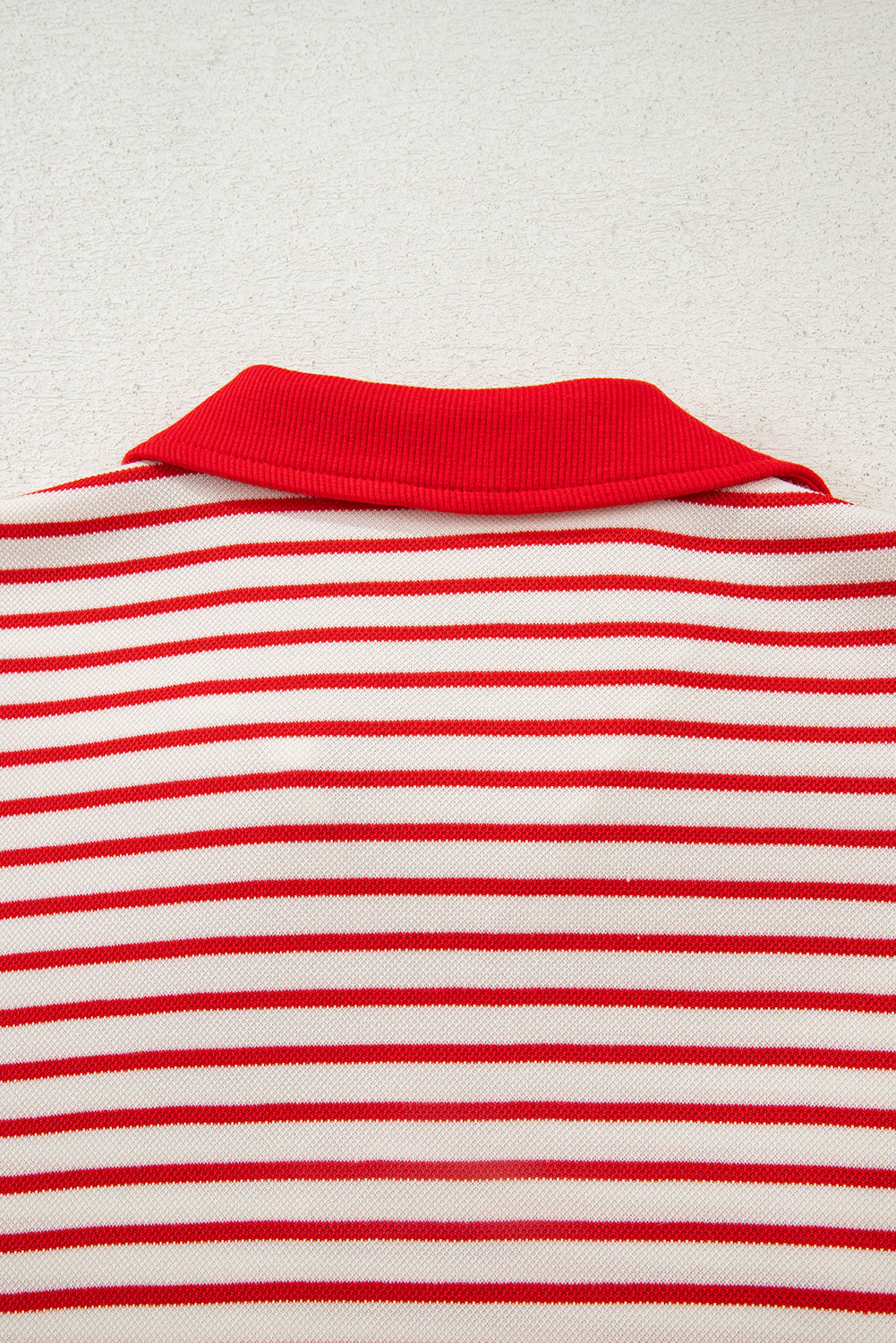 Red Stripe Collared V Neck Drop Shoulder Pullover And Skort 2pcs Outfit-Two Piece Sets/Two Piece Dresses-[Adult]-[Female]-2022 Online Blue Zone Planet