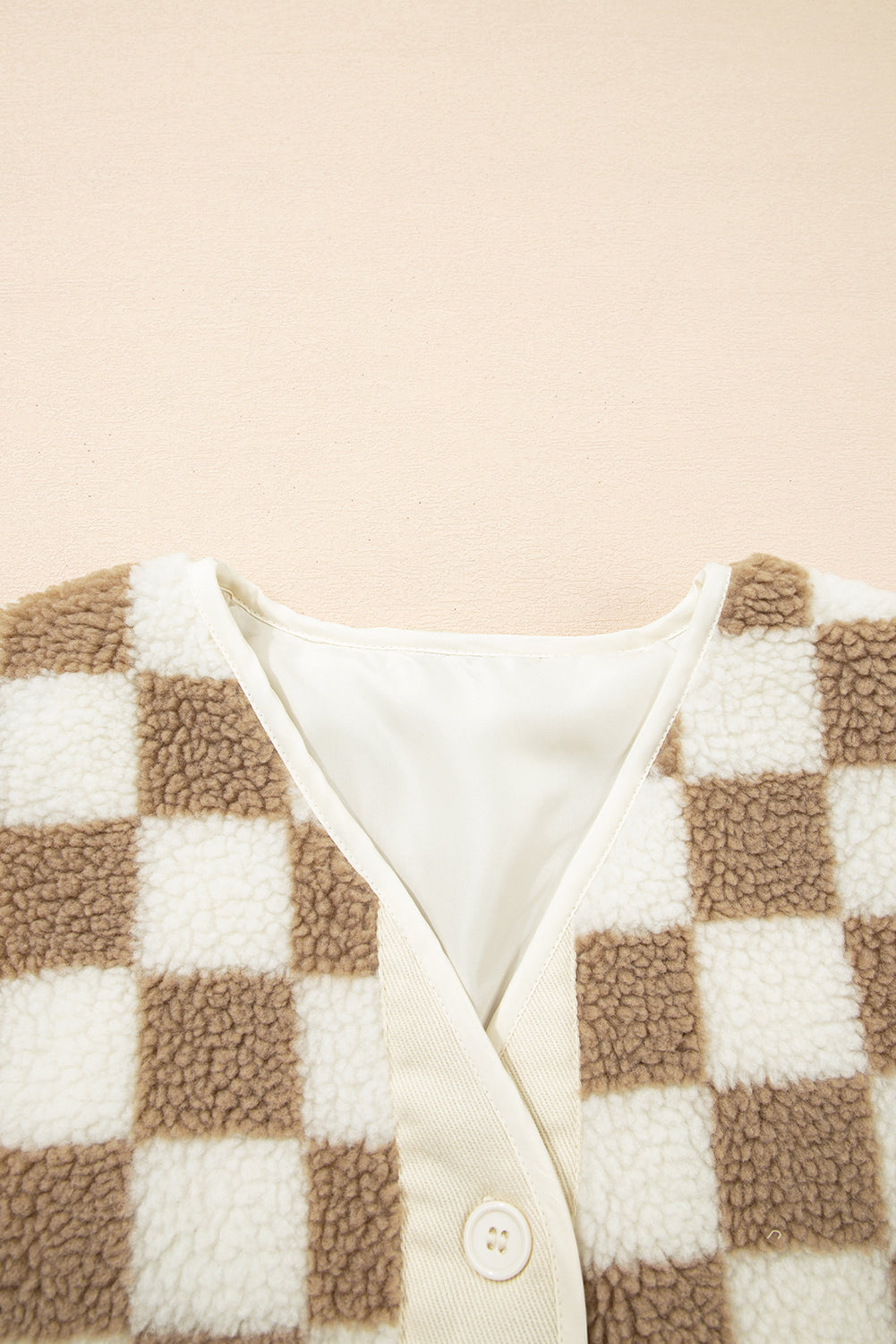 Brown Checkered Sherpa Buttoned Front Chunky Jacket-Outerwear/Jackets-[Adult]-[Female]-2022 Online Blue Zone Planet