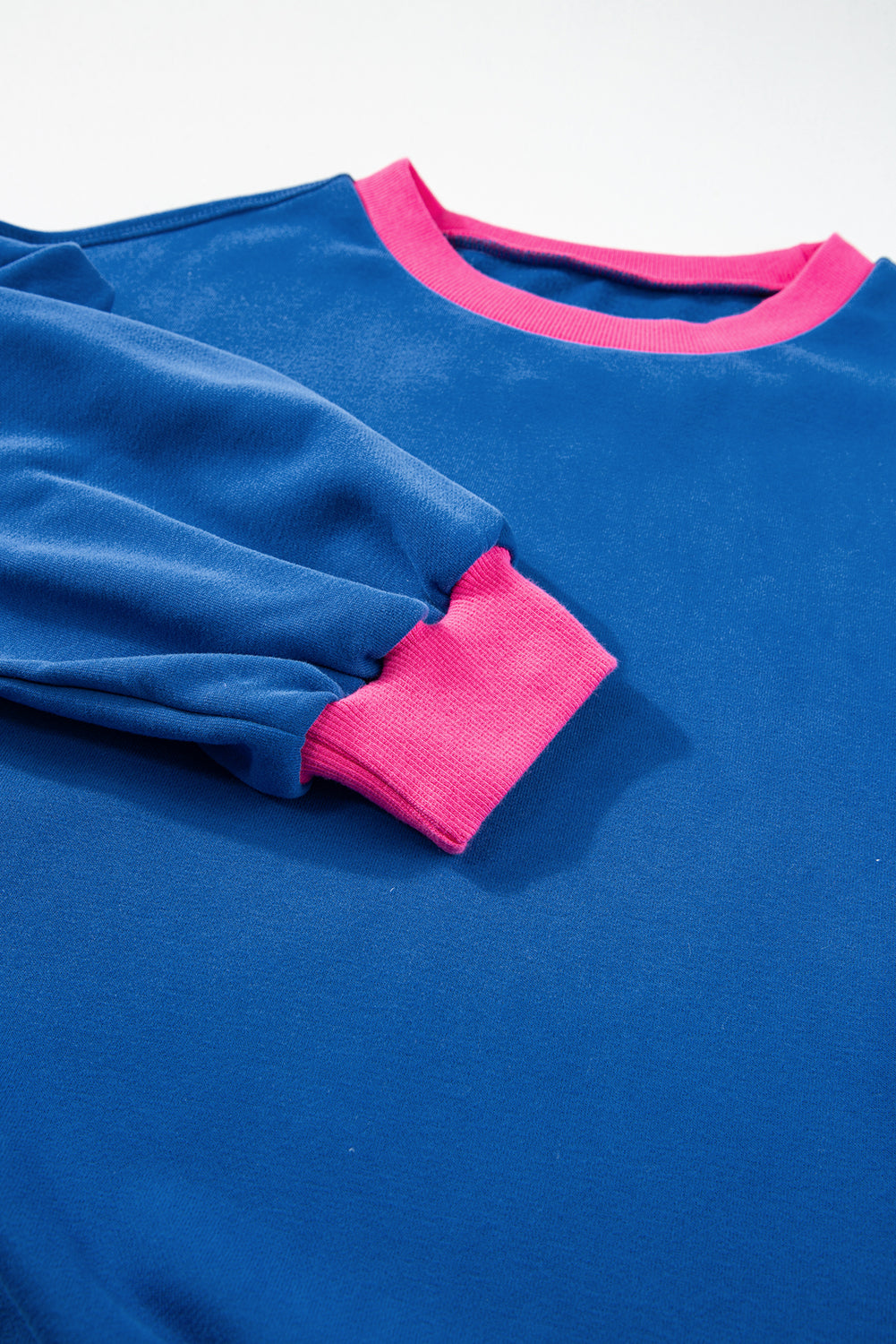 Blue Colorblock Bubble Sleeve Sweatshirt-Tops/Sweatshirts & Hoodies-[Adult]-[Female]-2022 Online Blue Zone Planet