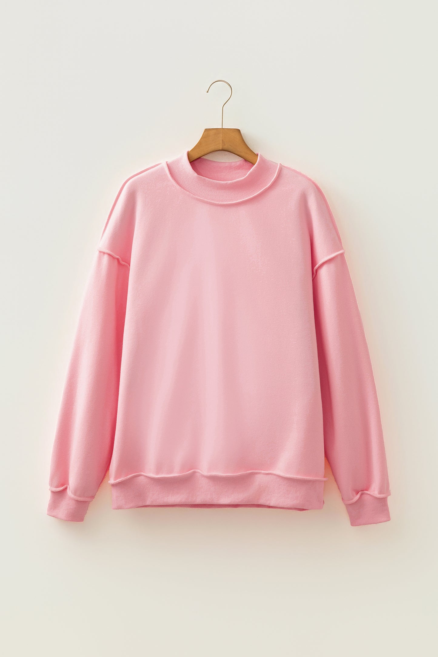 Red Dahlia Oversize Drop Shoulder Reversible Mock Neck Sweatshirt-Tops/Sweatshirts & Hoodies-[Adult]-[Female]-2022 Online Blue Zone Planet
