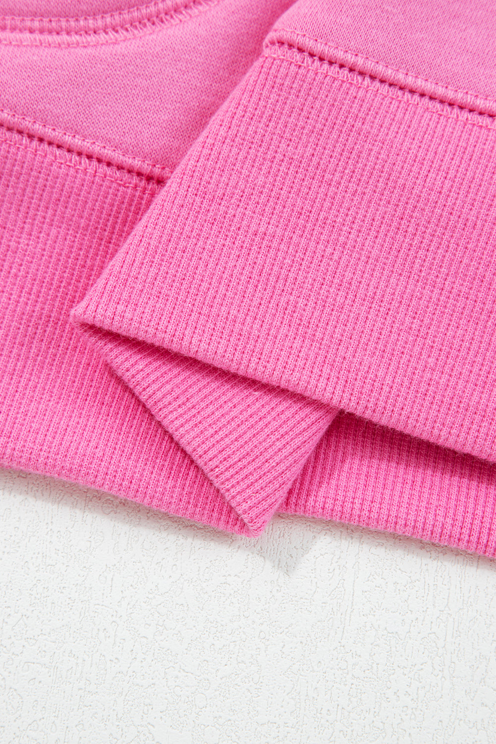 Bright Pink Half Button Stand Neck Drop Shoulder Sweatshirt-Tops/Sweatshirts & Hoodies-[Adult]-[Female]-2022 Online Blue Zone Planet