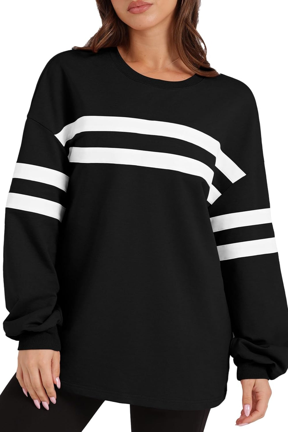 Lovelet Striped Round Neck Dropped Shoulder Sweatshirt-TOPS / DRESSES-[Adult]-[Female]-2022 Online Blue Zone Planet