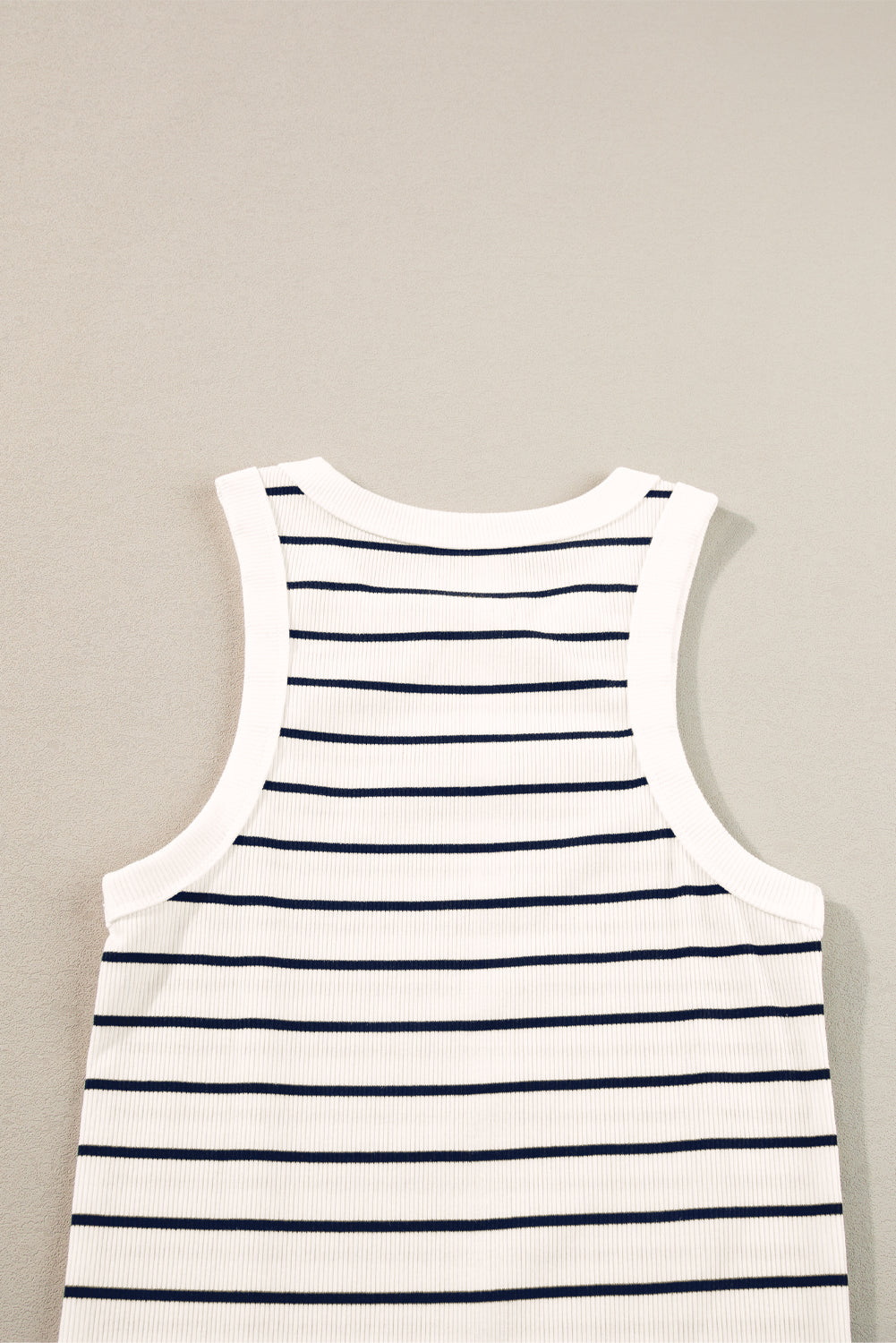 White Stripe Ribbed Knit Tank Mini Dress-Dresses/Mini Dresses-[Adult]-[Female]-2022 Online Blue Zone Planet