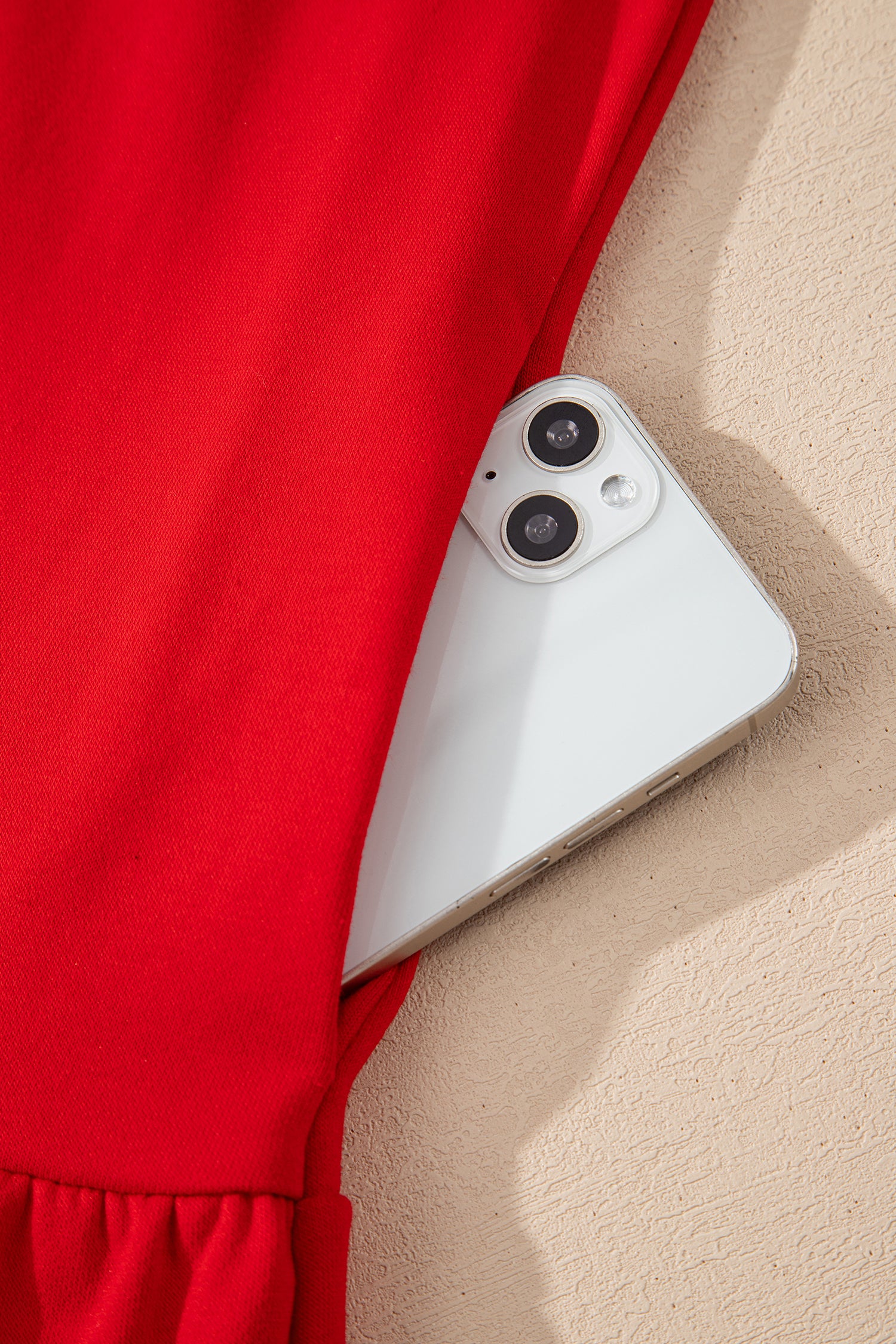 Fiery Red Contrast Striped Collar Patchwork Puff Sleeve Ruffle Hem Mini Dress-TOPS / DRESSES-[Adult]-[Female]-2022 Online Blue Zone Planet