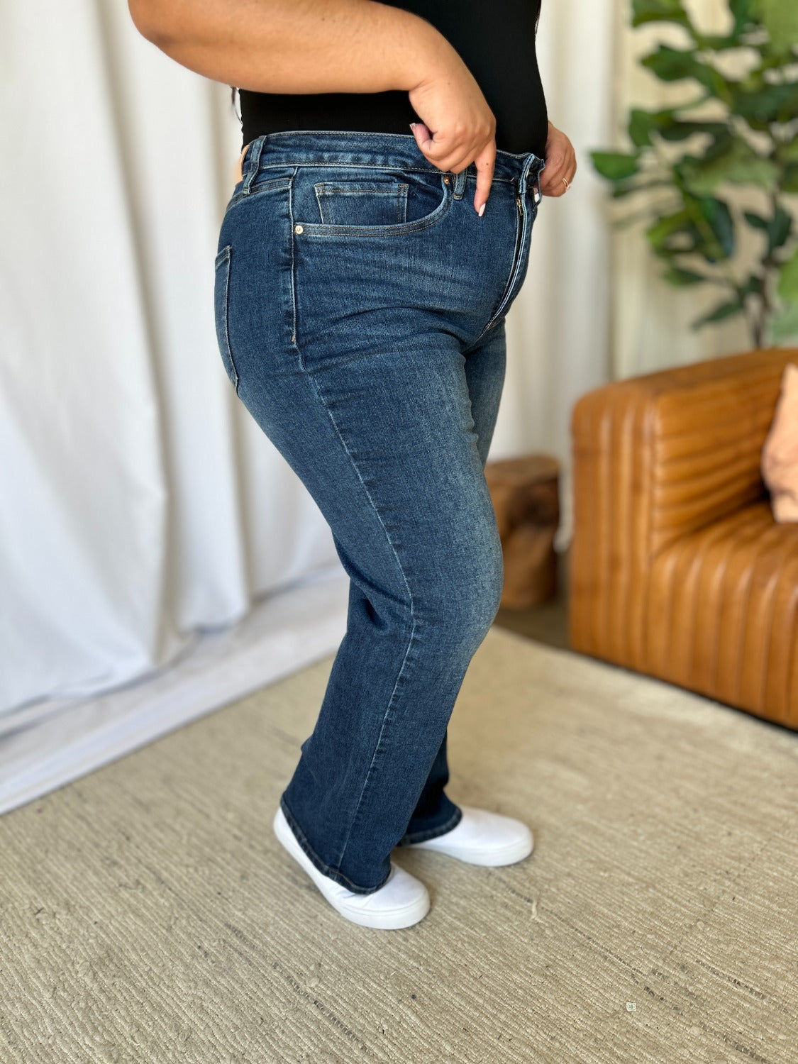 RFM Full Size High Rise Straight Tummy Control Jeans-BOTTOMS SIZES SMALL MEDIUM LARGE-[Adult]-[Female]-2022 Online Blue Zone Planet